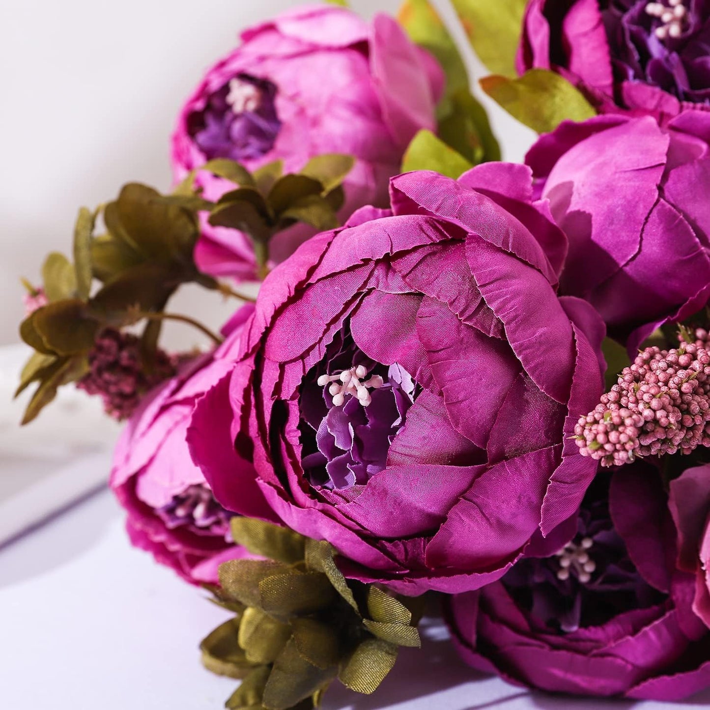 Duovlo Fake Flowers Vintage Artificial Peony Silk Flowers Wedding Home Decoration,Pack of 1 (Purple)