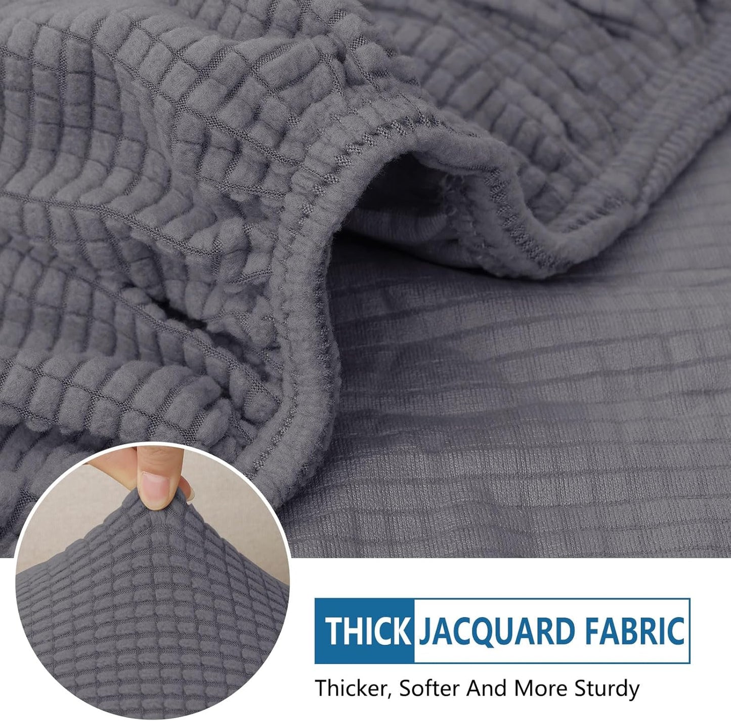 hyha Waterproof Couch Cushion Covers for Pets, Non Slip Sofa Cover for Dogs Washable, Soft Thick Stretch Jacquard Fabric, Sofa Slipcovers with Elastic Bottom (1 Piece for Backrest L, Middle Grey)