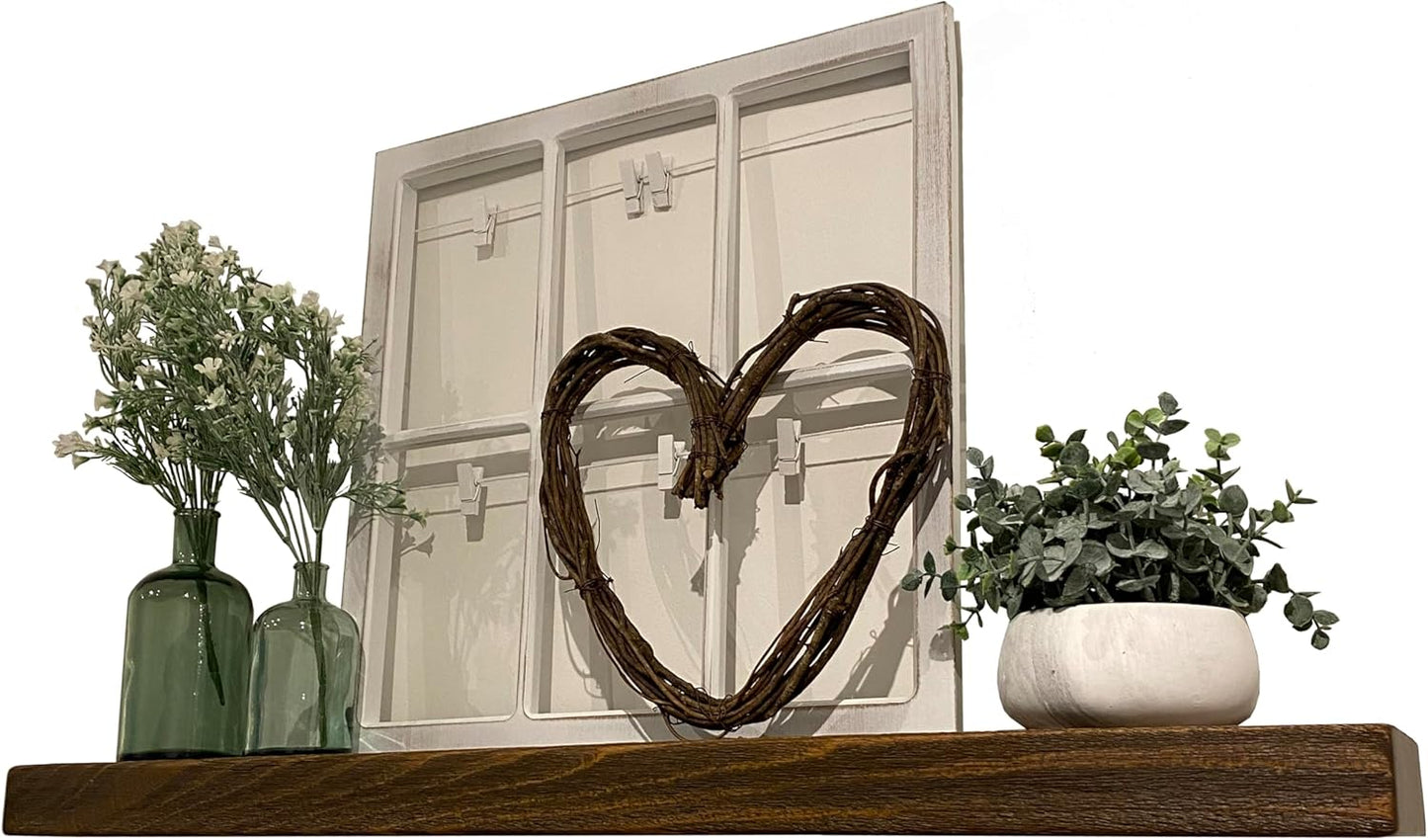 joelsantiques 48 Inch Wooden Floating Shelves for Wall - 48x8x2 in - Made of Natural Wood - Heavy Duty Rustic Wall Shelves for Bedroom - Perfect for Living Room, Kitchen - Medium Brown