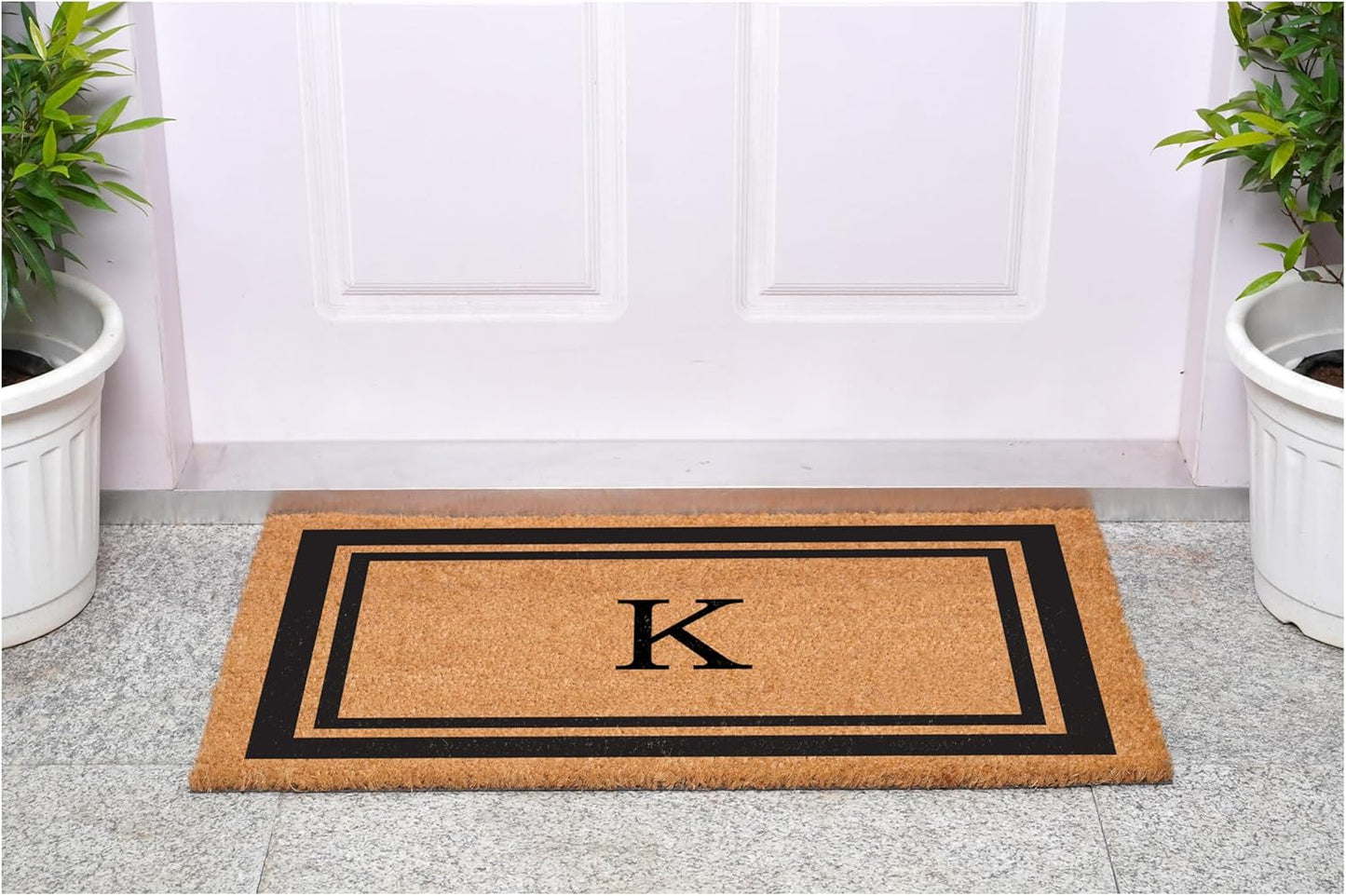 Calloway Mills 152962448 Black Border 24" x 48" Monogram Doormat (Letter K)
