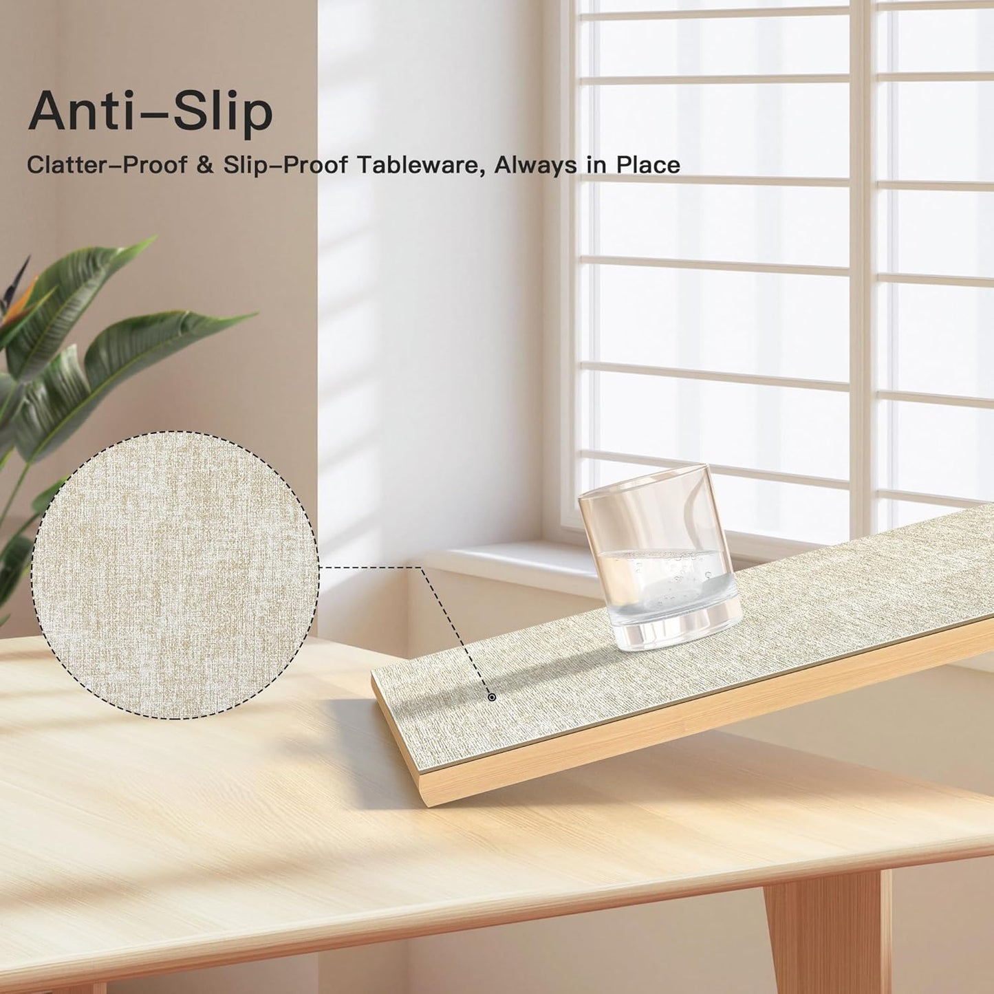 DOLOPL Placemats Set of 6, Reversible Wipeable & Heat Resistant Place Mats, Modern Faux Leather Table Mats for Kitchen, Neutral Waterproof Tablemats for Dining Table Decor, Wedding, Party(Beige)