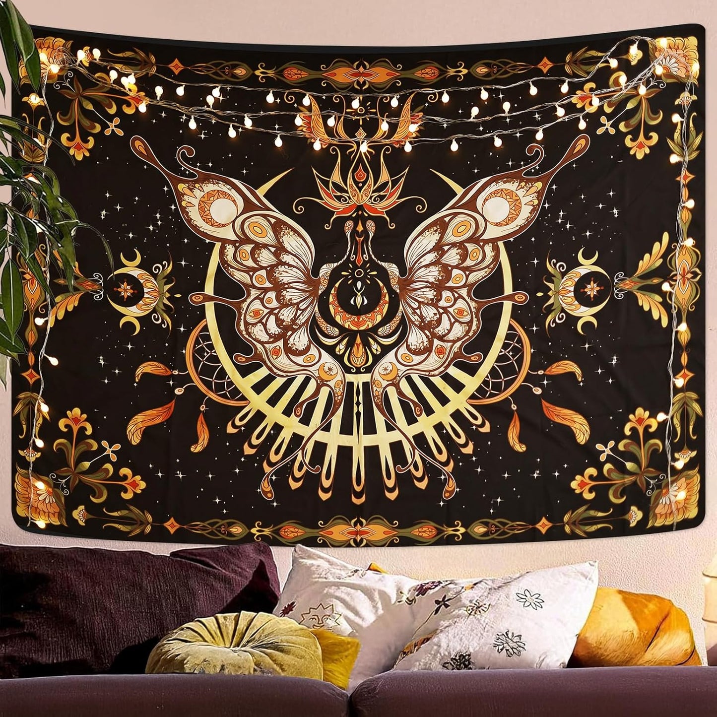 CHDGDHC Butterfly Tapestry - Moth Wall Hanging, UV Resistant, Waterproof, Machine Washable, Lightweight, Psychedelic Bedroom Aesthetic Decor for Bedroom, Living Room, Yoga Room - 59.1x49.2 Inch