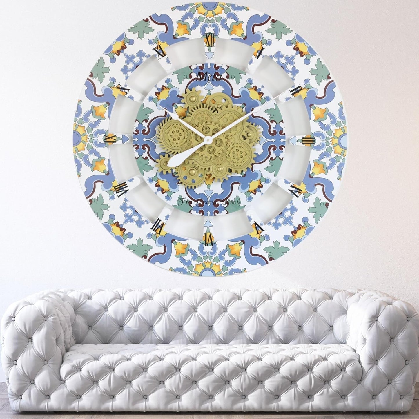 The Gears Clock Wall Clock Italy Collection with Moving Gears (Meta, 36 inch Round)
