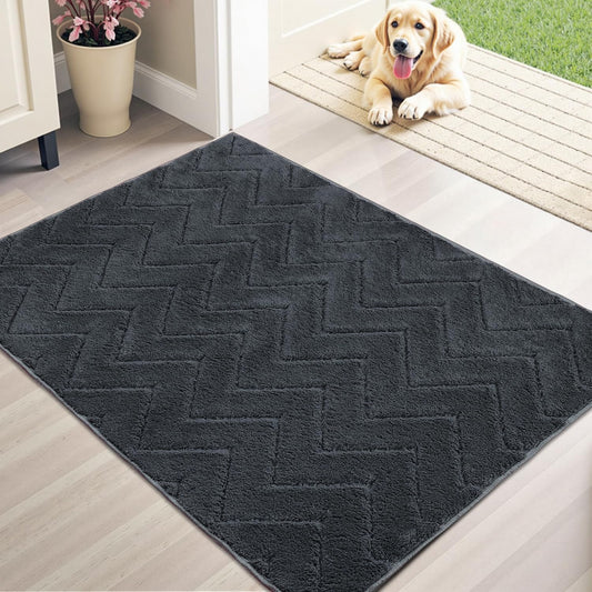 Stiio Dirt Trapper Door Mat 32x47 Inches, Front Doormat Indoor Outdoor Entrance Low Pile, All-Season, All-Weather Absorbent Entry Rug, Washable Non Slip Rug for Entryway, Dark Grey