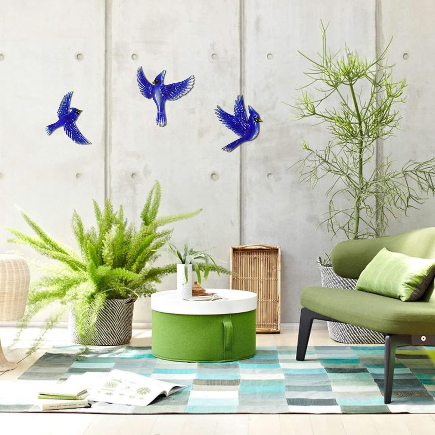 J-Fly Metal Birds Wall Decoration Bird Wall Hanging Decor Outdoor Metal Wall Art Blue Bird Outdoor Decor Suitable for Living Room Bedroom Patio Kitchen Outdoor Fence Decoration 9 Inch