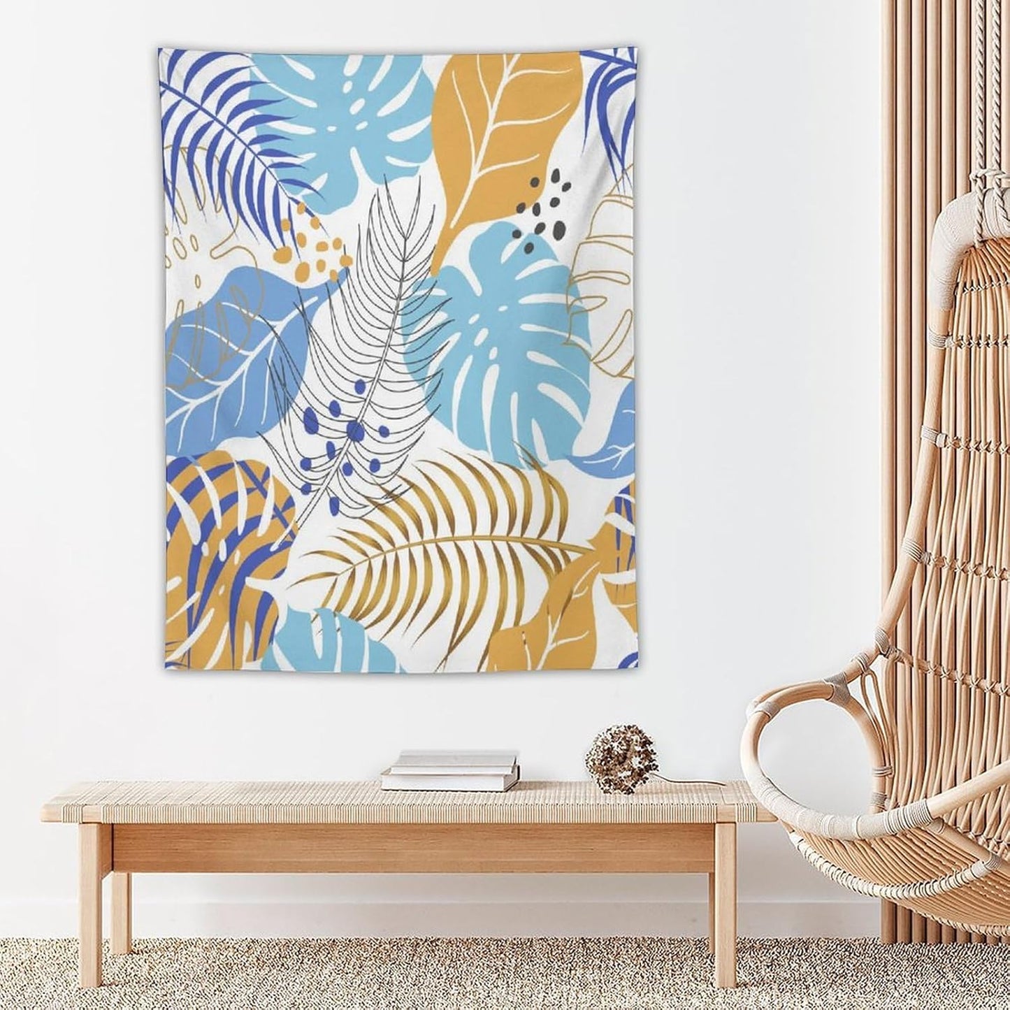 ICMOLYYENLO Tropical Palm Leaves Wall Tapestry, Wall Art for Room Decoration Beautiful Wall Hanging for Bedroom Living Room Dormitory Apartment 60x80 Inch