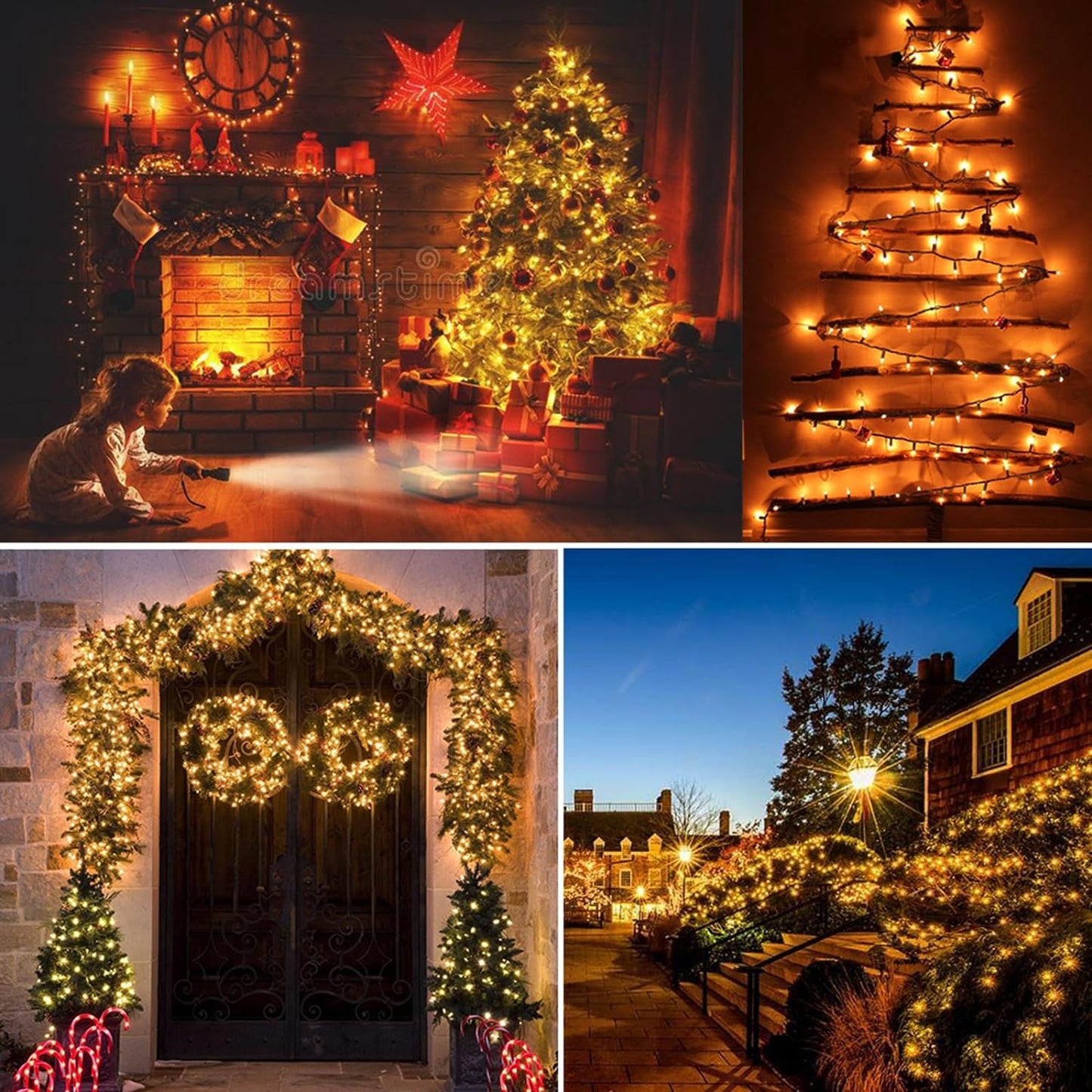 BrizLabs Clear Christmas Lights Outdoor 300 Count 69.6ft Incandescent Christmas Lights Connectable Warm White Light String UL Certified Xmas Mini Light Green Wire for Indoor Tree Holiday Party Decor