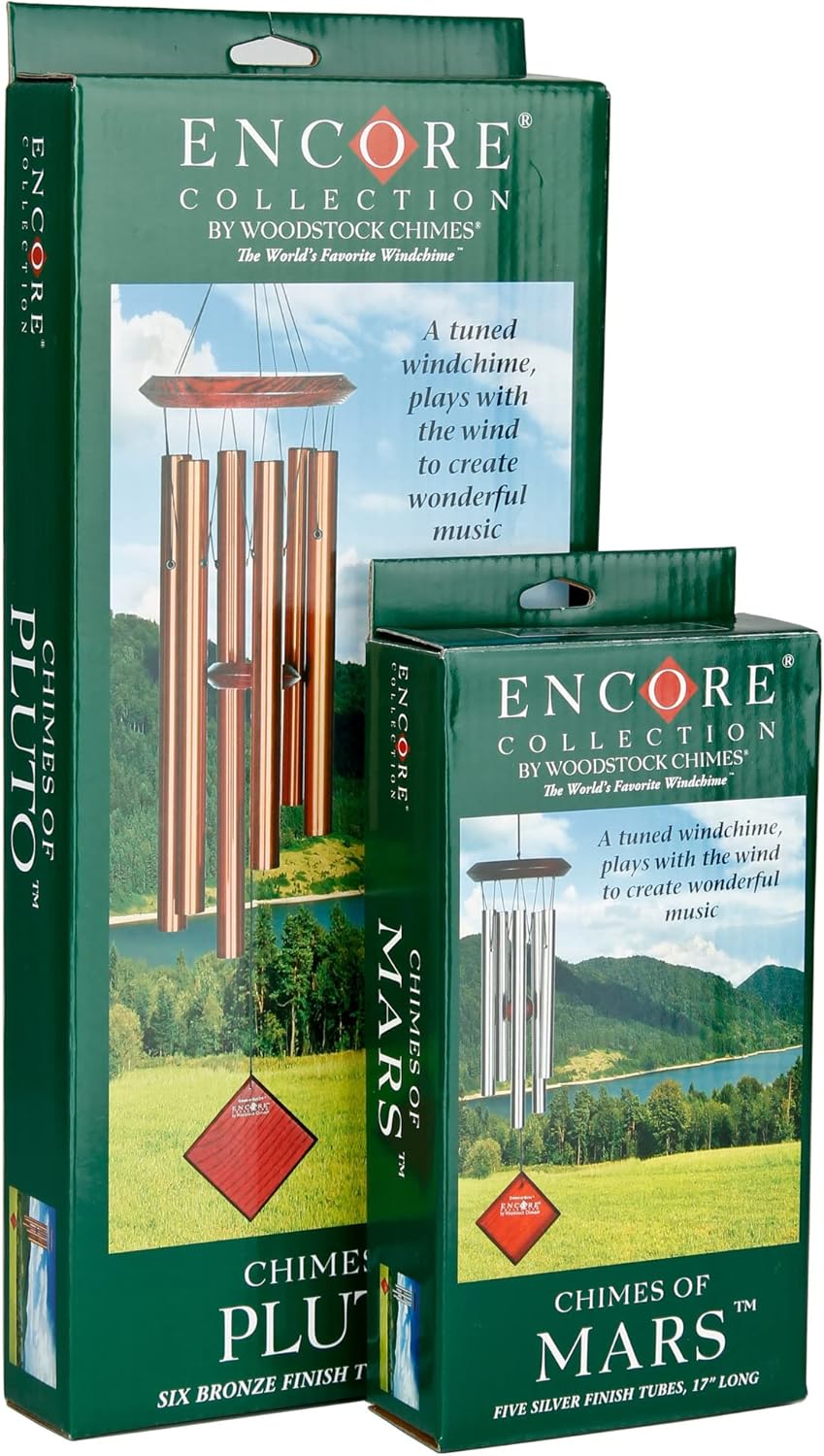 Woodstock Chimes Pluto Wind Chime for Outside 37" Grey Medium Tone Sound for Outdoor Garden, Patio, Porch Decor Gifts, Encore Collection, DCY37