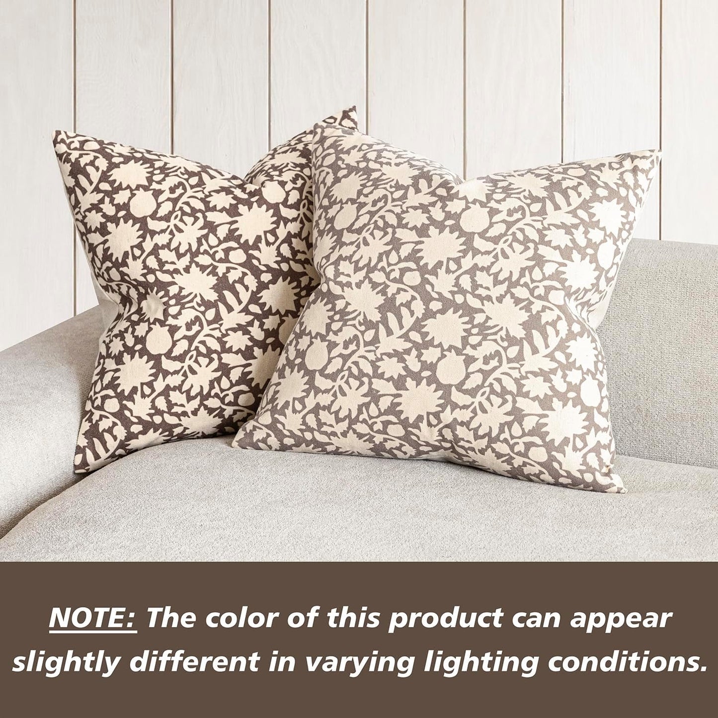 Foindtower Set of 2 Decorative Neutral Floral Throw Pillow Covers Accent Farmhouse Cushion Covers Boho Vintage Pillowcase for Couch Sofa Bedroom Living Room Home Decor Outdoor,20×20 Inch,Brown