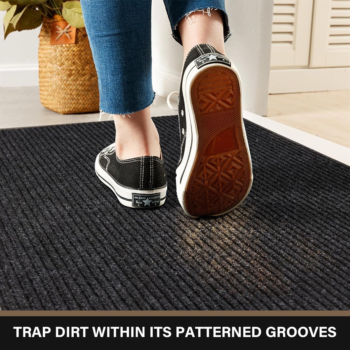 Large Front Door Mat, 72" x 36" Durable Front Doormat, Heavy Duty Large Welcome Door Matt for Home Entrance, No Slip Rubber Low Profile Door Mats for High Traffic Area