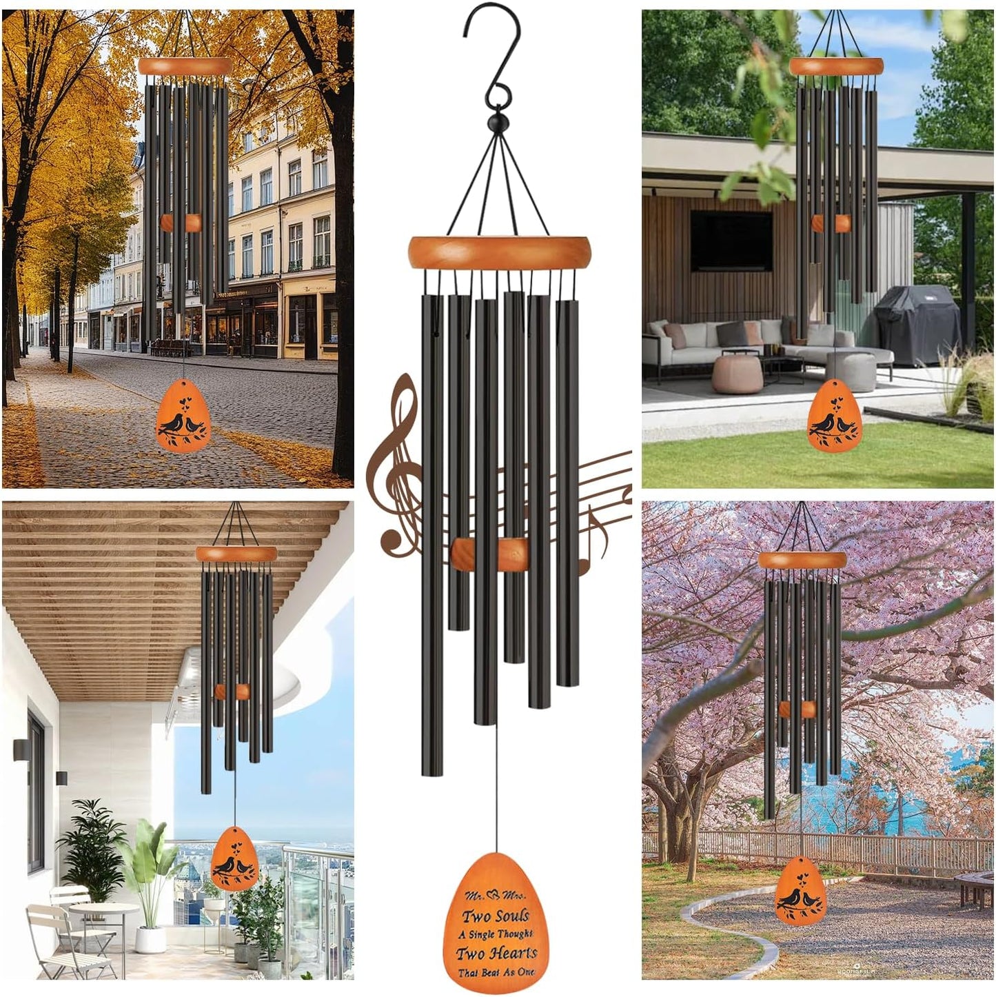 Wedding Gifts for Couple 2025,Married Gifts for Newlywed Mr. and Mrs. Wind Charms,Wedding Wind Chime,Engagement Gift idea for Couple Home
