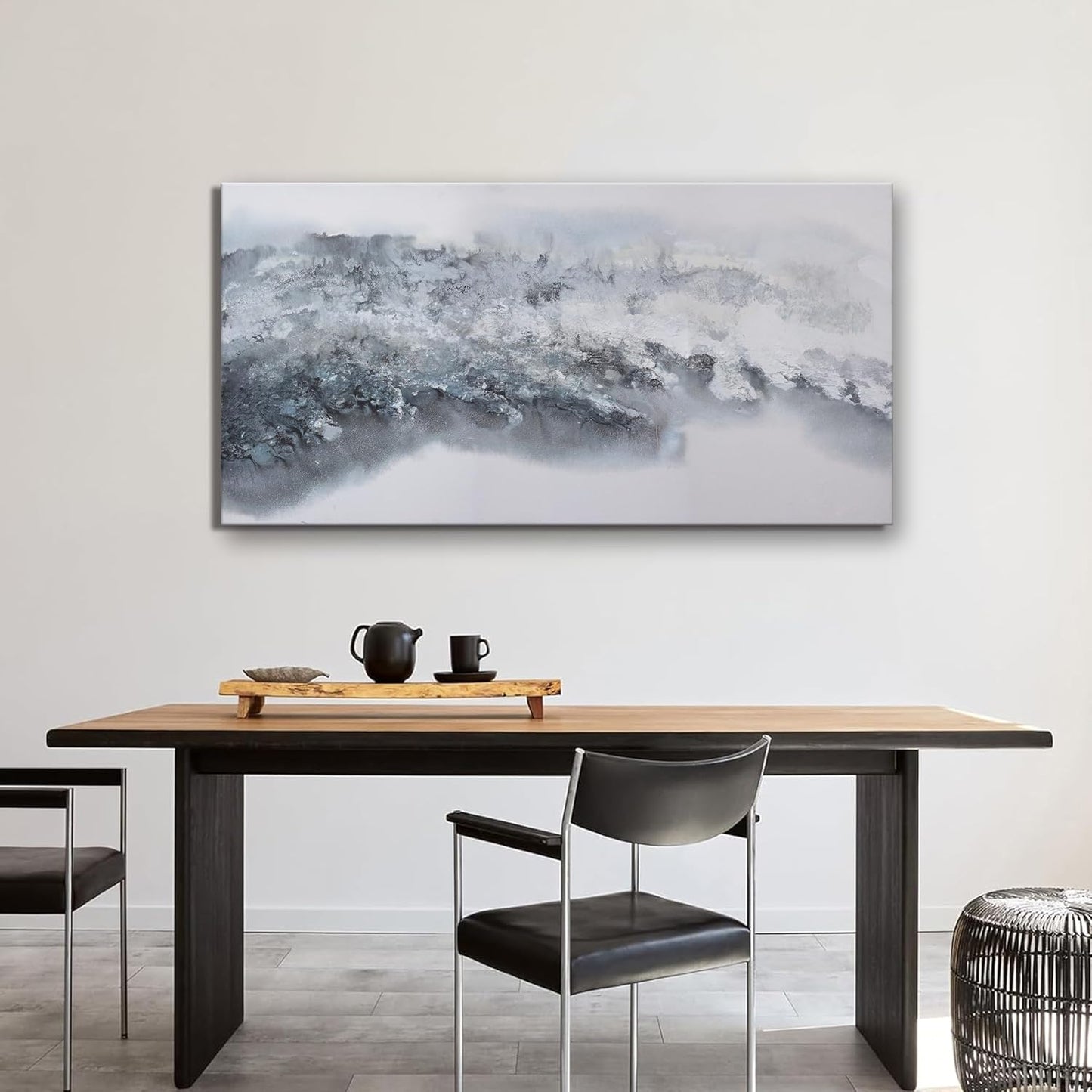 Grey And White Wall Paintings Abstract Wall Decorations Canvas Prints Poster Wall Art 24”x48" Home Decor Grey Artwork Painting Pictures for Living Room Dinning Room