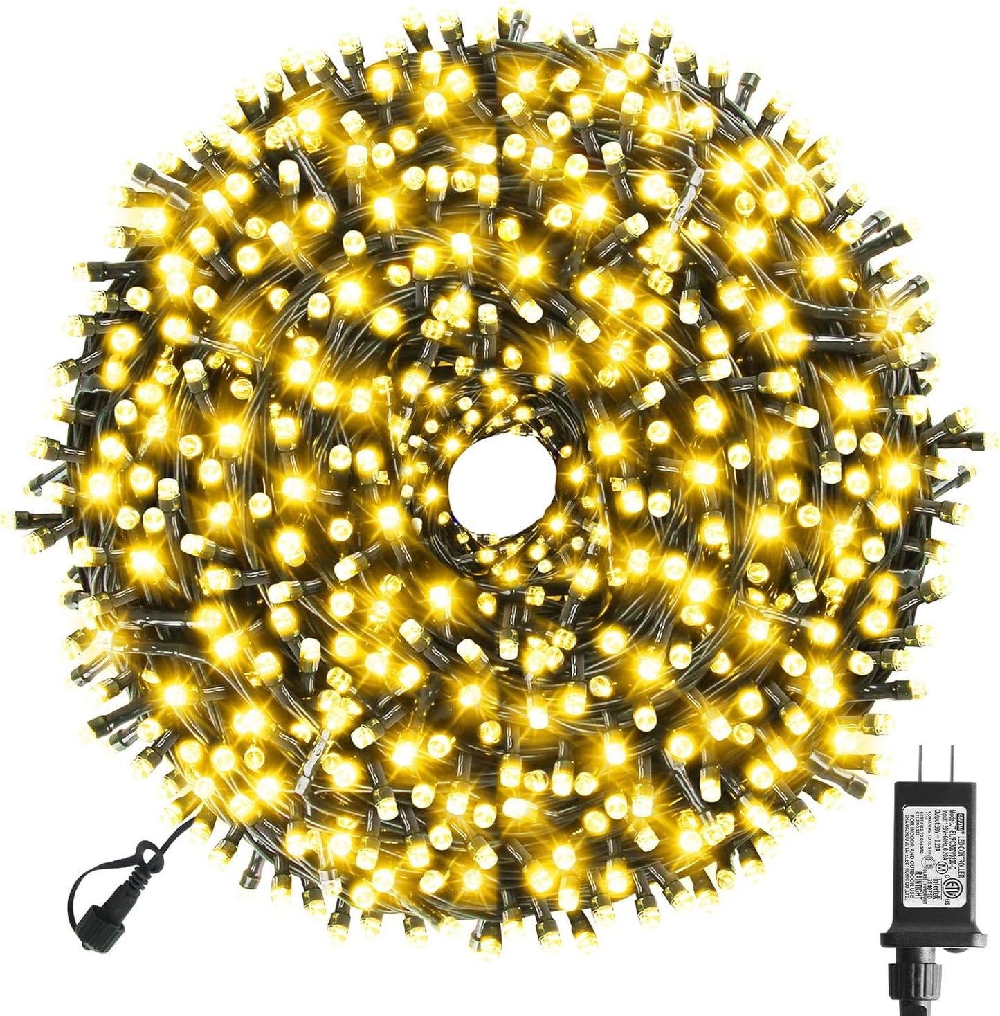 XTF2015 170FT 500 LED Christmas String Lights, Christmas Lights End to End Plug 8 Modes Memory Function with Timer, UL Certified Outdoor Indoor Fairy Light Christmas Tree, Patio, Party (Warm White)