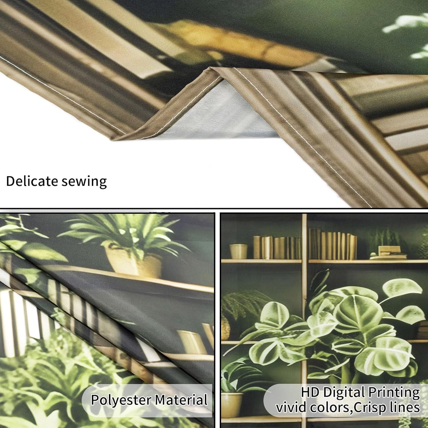 HVEST Green Plant Bookshelf Tapestry Book on Bookshelf and Plant Potted Tapestry Wall Hanging Reading Wall Decor for Study Room Bedroom Living Room College Dorm, 60L x 80W Inches