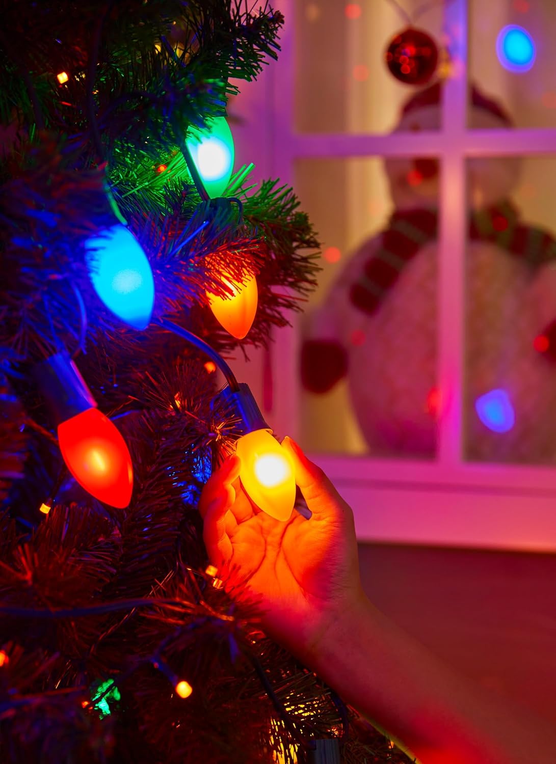 Vintage C9 LED Christmas Lights Outdoor - 25 Feet String with 25 Colored Shatterproof Bulbs, Connectable Waterproof Lights for Holiday Party Roofline, Backyard, Garden, Patio, Green Wire