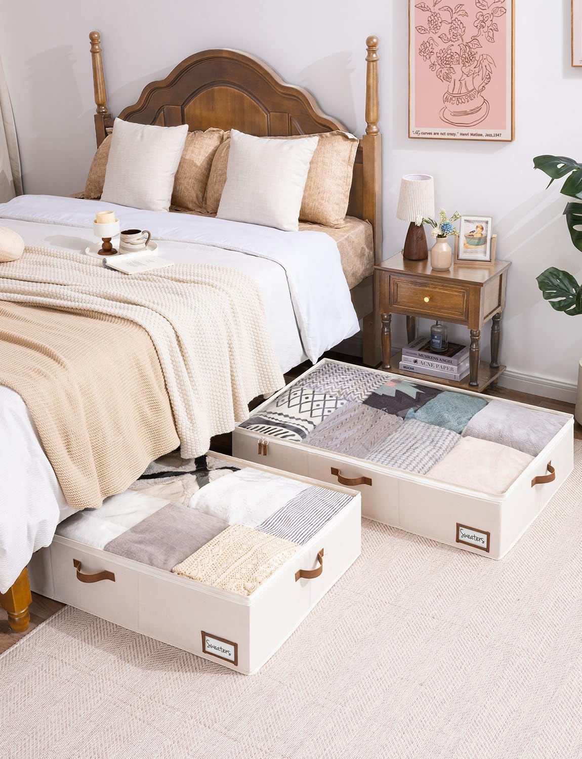 StorageWorks 117L Under Bed Storage Containers with Handles and Label Holder, 2 Pack Ultra-thick Fabric Underbed Bins, Closet Organizer for Clothes, Blankets, Sweater