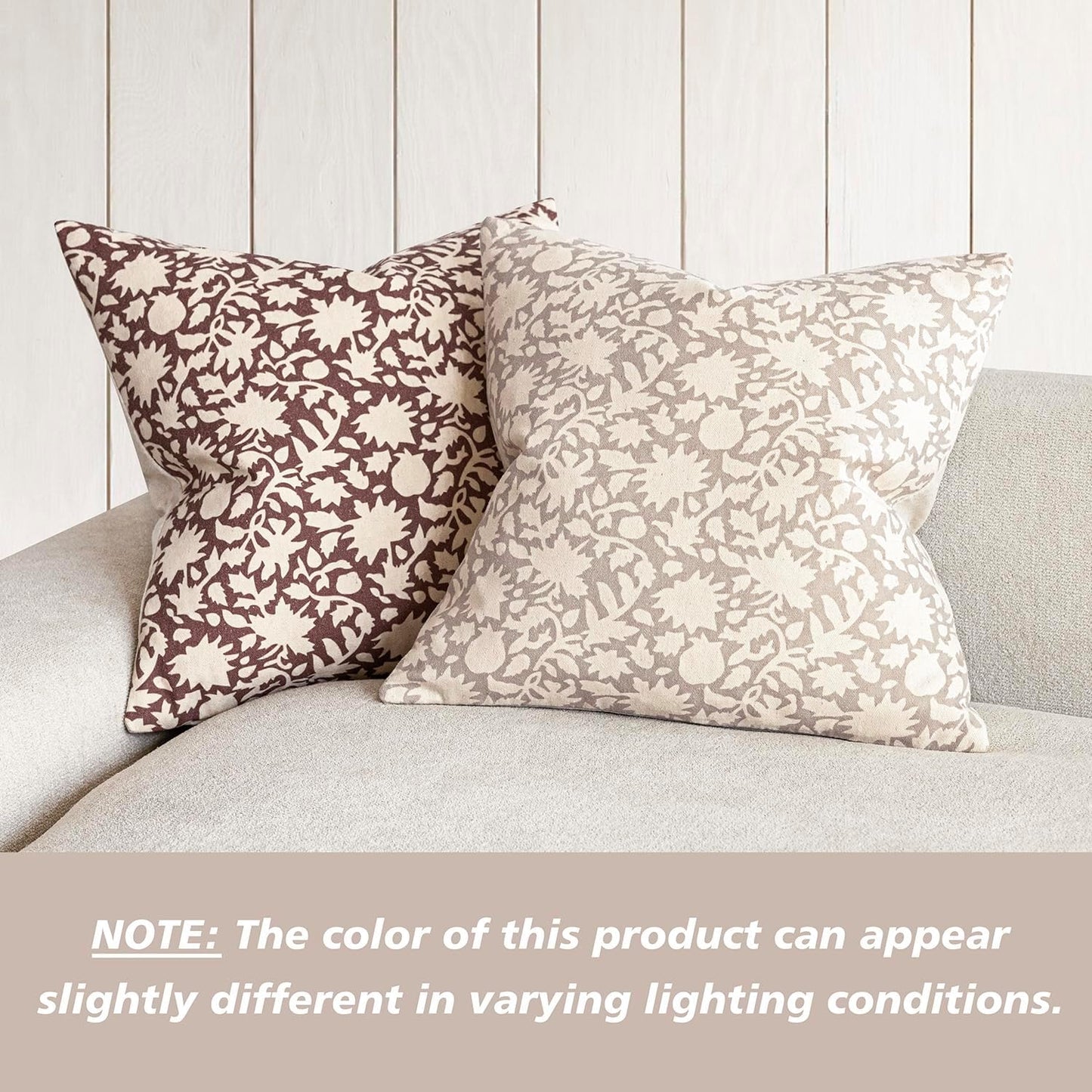 Foindtower Set of 2 Decorative Neutral Floral Throw Pillow Covers Accent Farmhouse Cushion Covers Boho Vintage Pillowcase for Couch Sofa Bedroom Living Room Home Decor Outdoor,20×20 Inch,Ivory Beige