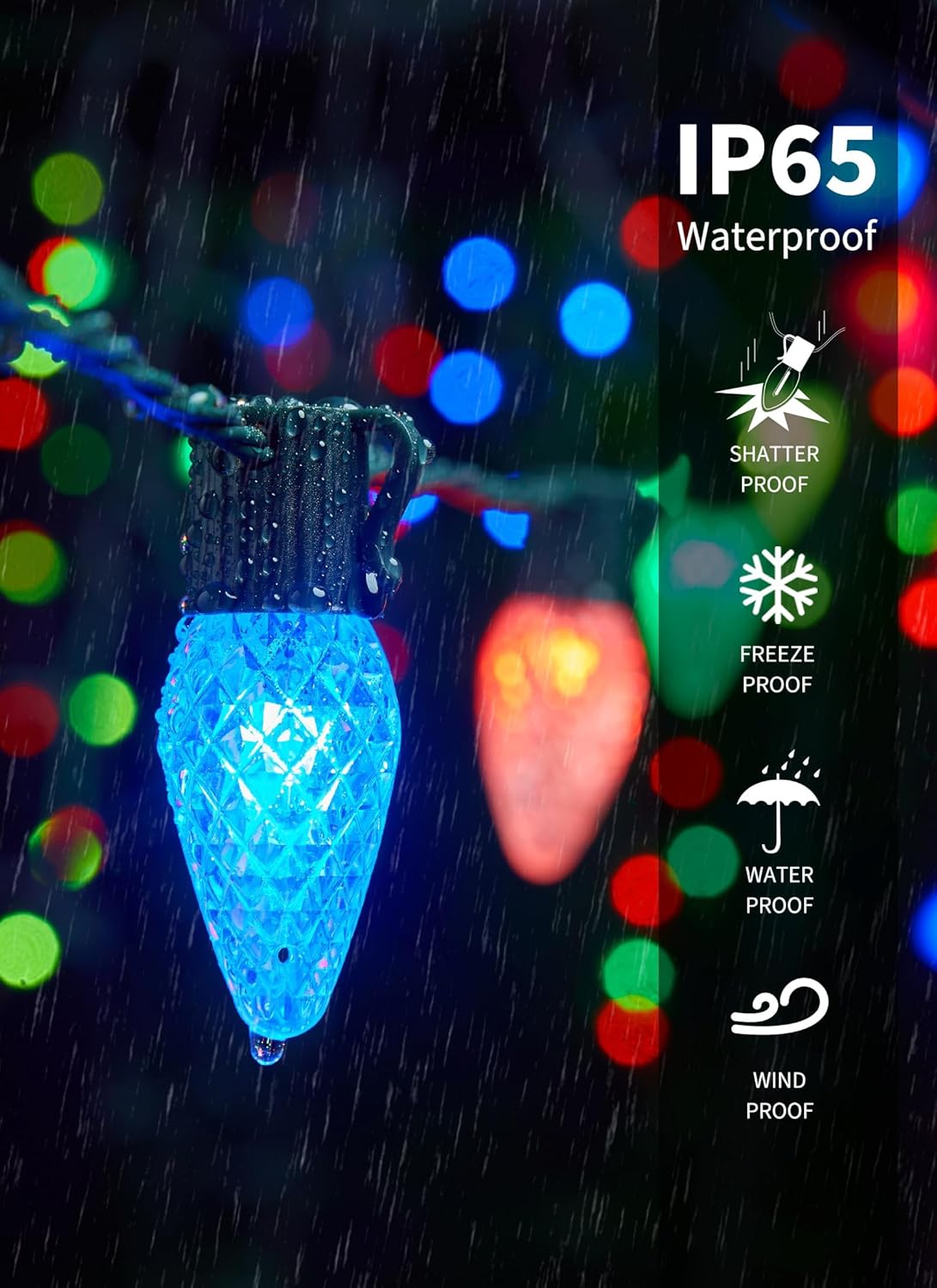 Brightown Smart C9 Christmas Lights Outdoor, 150 LED Christmas Color Changing Fairy Lights App Control, Music Sync, RGB, Shatterproof Connectable C9 String Lights for Tree House Indoor Xmas Decor