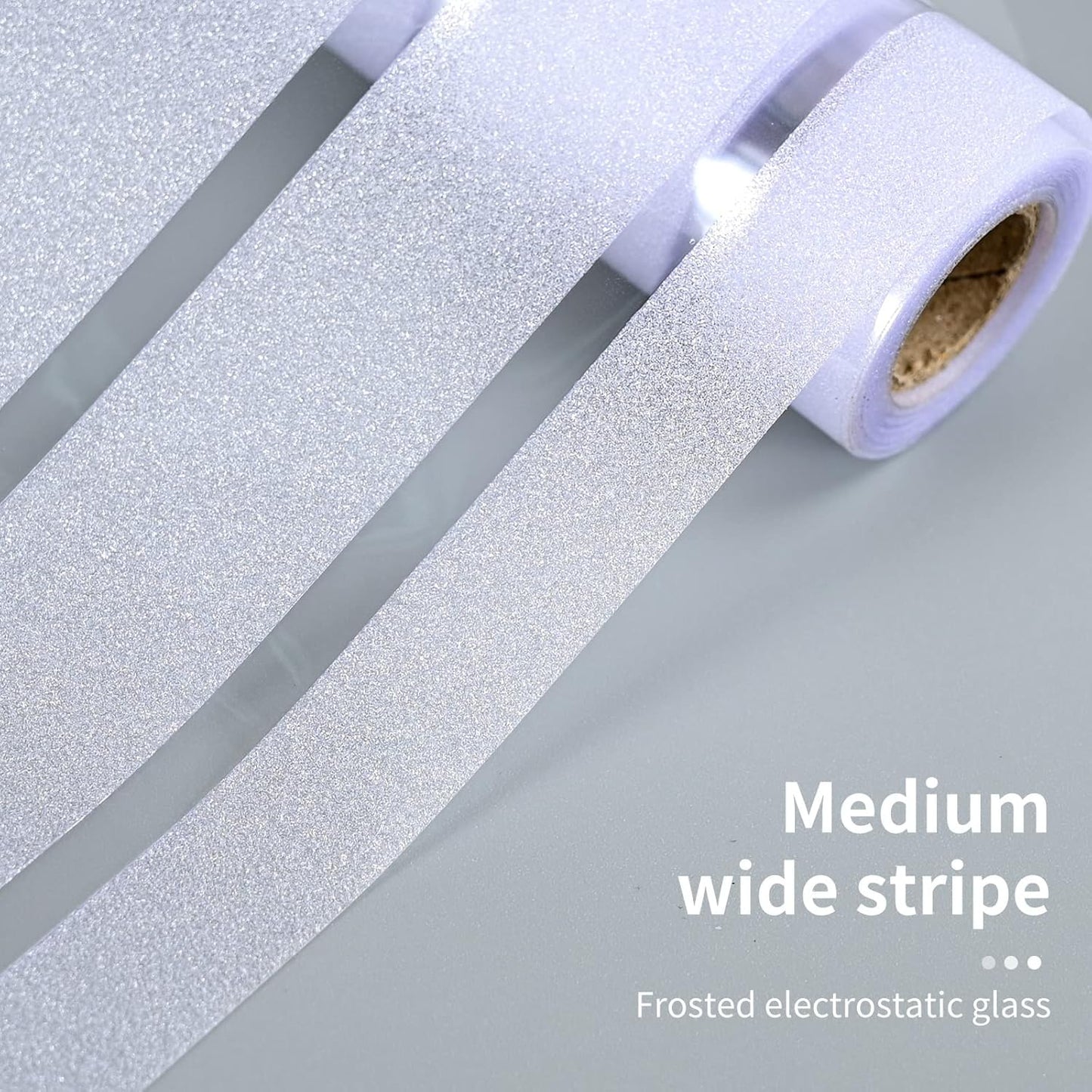 Window Privacy Film, Stripe Window, Film Static Cling, Anti UV, Heat Control, Ideal for Home Shower Office Glass Door (Stripes Pattern, 17.5X78.7Inch)