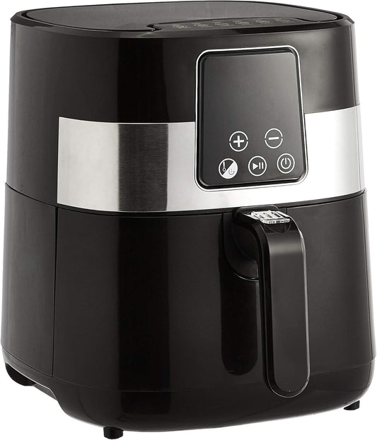 Amazon Basics 3.2 Quart 6-In-1 Air Fryer (Fry, Crisp, Roast, Bake, Reheat, Dehydrate), Non-Stick, with Timer, Auto Shut-Off, Digital Touch Screen, 180-400°F, 1400W, Black/Silver