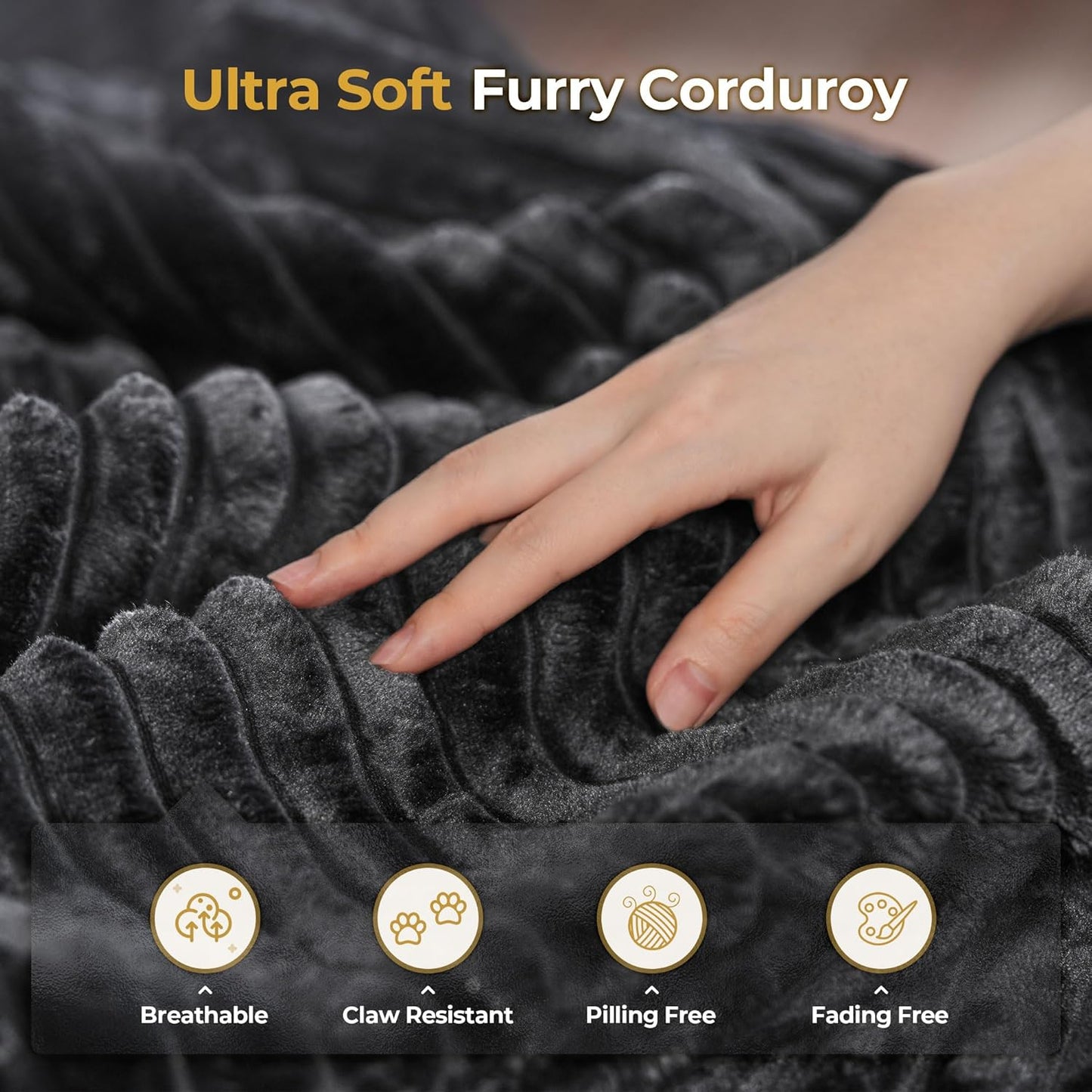 HOOOWOOO Modular Sectional Sofa,7 Pieces Sectional Couches for Living Room,131X66 U Shaped Cloud Couch with Ottoman Chaise Set(Black Velvet Corduroy)