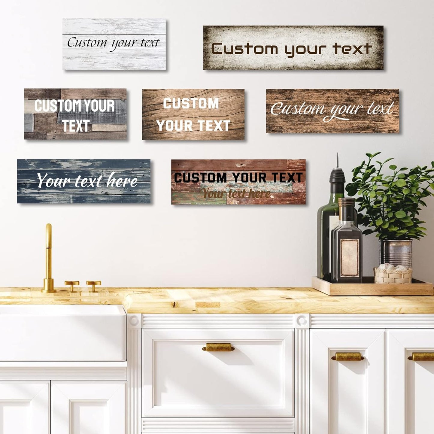 LZIMU Custom Signs for Wall Personalized Canvas Prints Sign with Your Text Customized Family Sign Wall Art for Rustic Farmhouse Home Decor (5"x10")