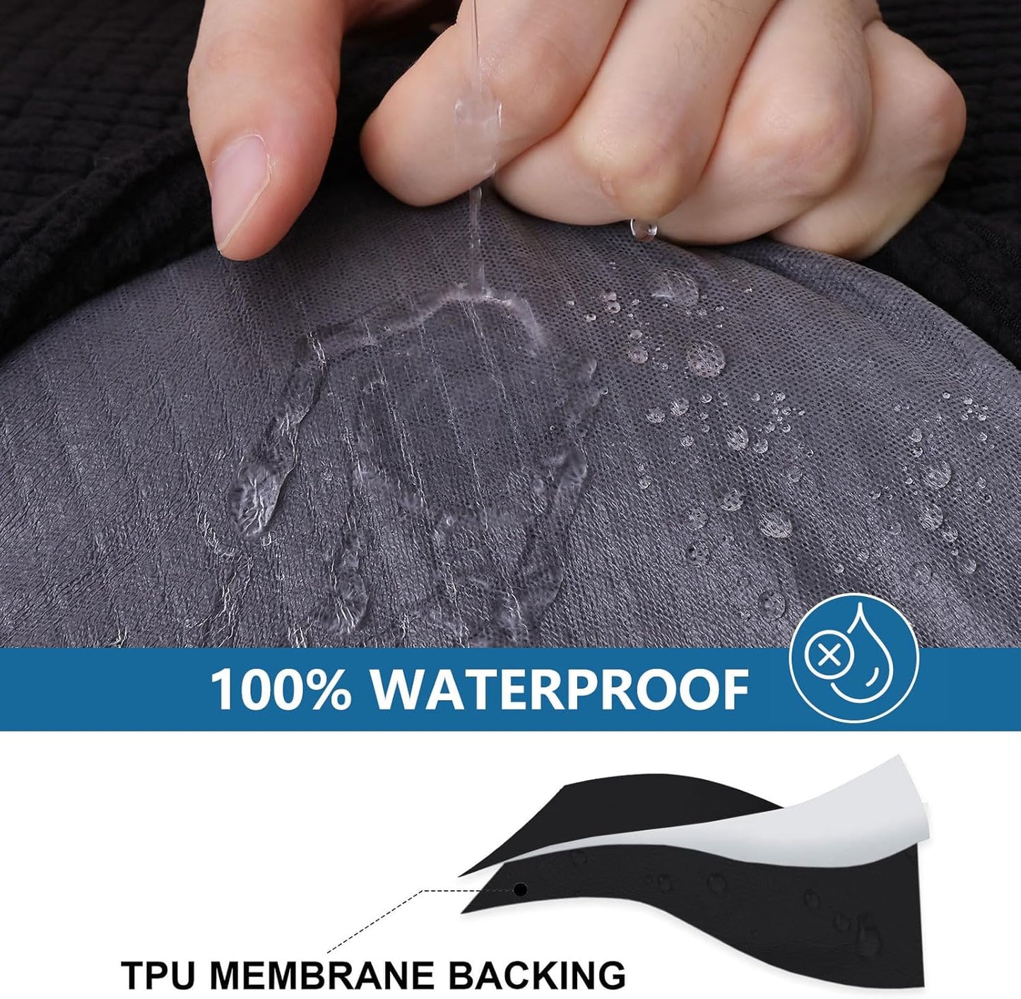 hyha Waterproof Couch Cushion Covers for Pets, Non Slip Sofa Seat Cover for Dogs Washable, Soft Thick Stretch Jacquard Fabric, Sofa Slipcovers with Elastic Bottom (1 Piece for Medium, Black)