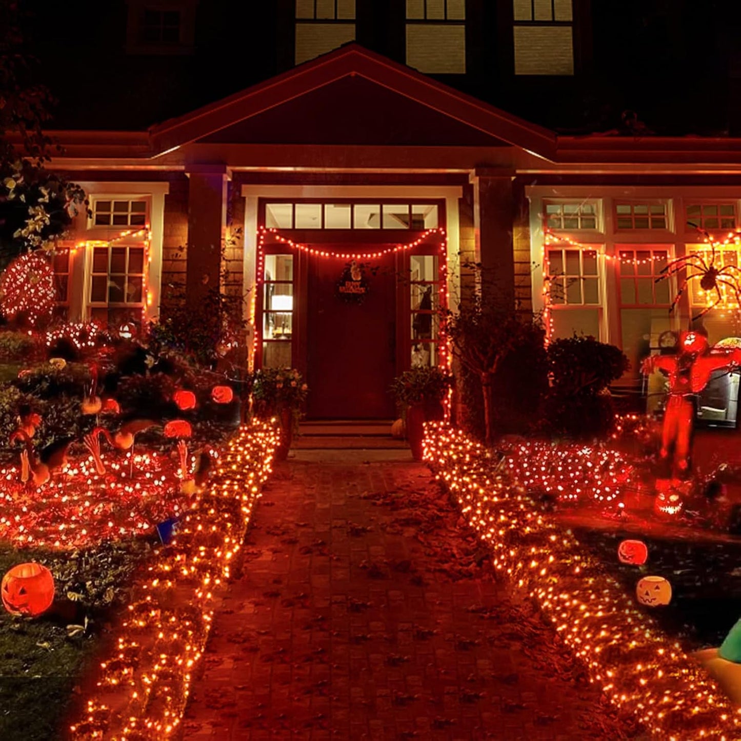 2 Pack 400 LED Solar String Lights, 8 Modes Solar String Lights for Outside, Waterproof and Solar Powered Outdoor String Lights for Holiday Christmas Yard Garden Tree Wedding Party (Orange)