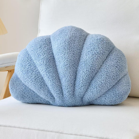 Dusty Blue Seashell Throw Pillows, Shell Shaped Throw Pillows, 13 Inch Soft Home Decorative Pillow Plush Cushion for Bed Couch Living Sofa Room Decor Accent Throw Pillow