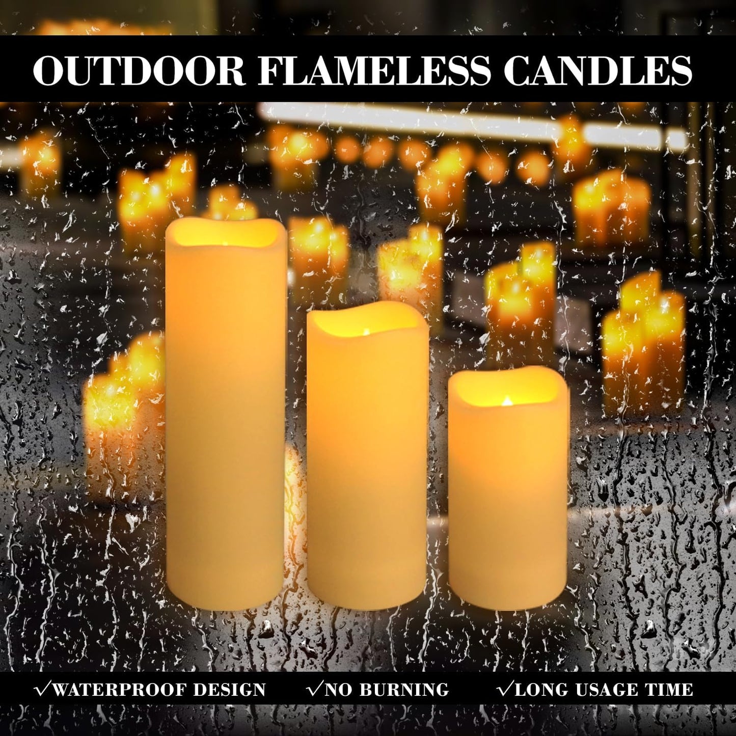 72-Pack Realistic Flameless LED Candle, Battery Operated with Remote Control, 3D Flame Pillar Timer Funtion Melted Top Safe,Perfect for Indoor/Outdoor Decor,Wedding,BBQ and Gift.