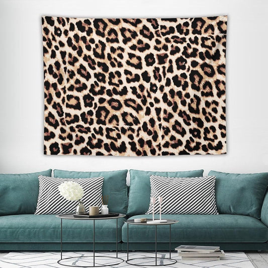 HZOHNAGO Leopard Print Tapestry Rustic Brown Leopard Wild Animal Printed Wall Tapestry Painting Wall Hanging for Bedroom Living Room Dorm 80" W x 60" H