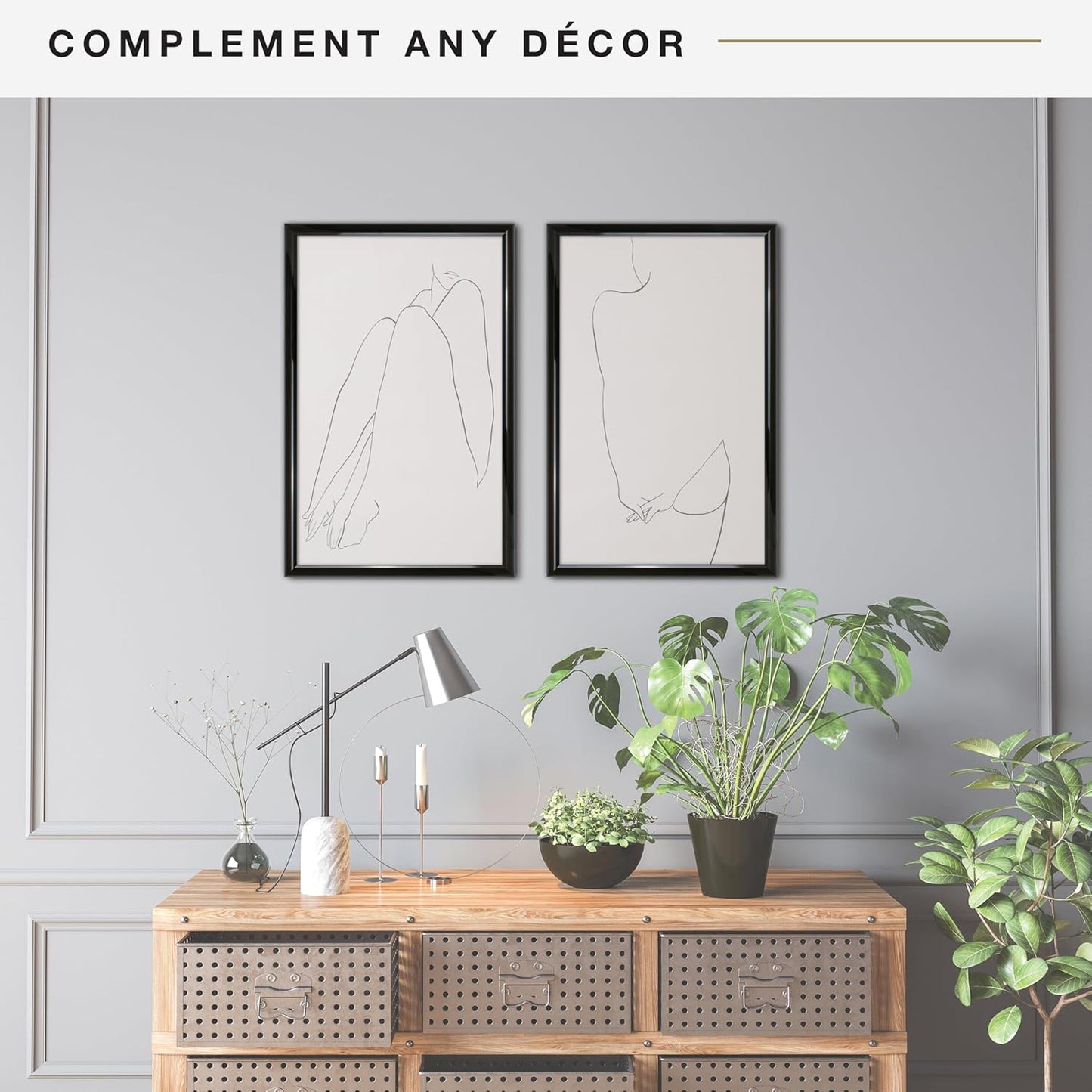 MCS Trendsetter 14x22 Poster Frame Black High-Gloss, Vertical & Horizontal Wall Hanging Large Picture Frame for Photos, Posters & Art Prints (2-Pack)