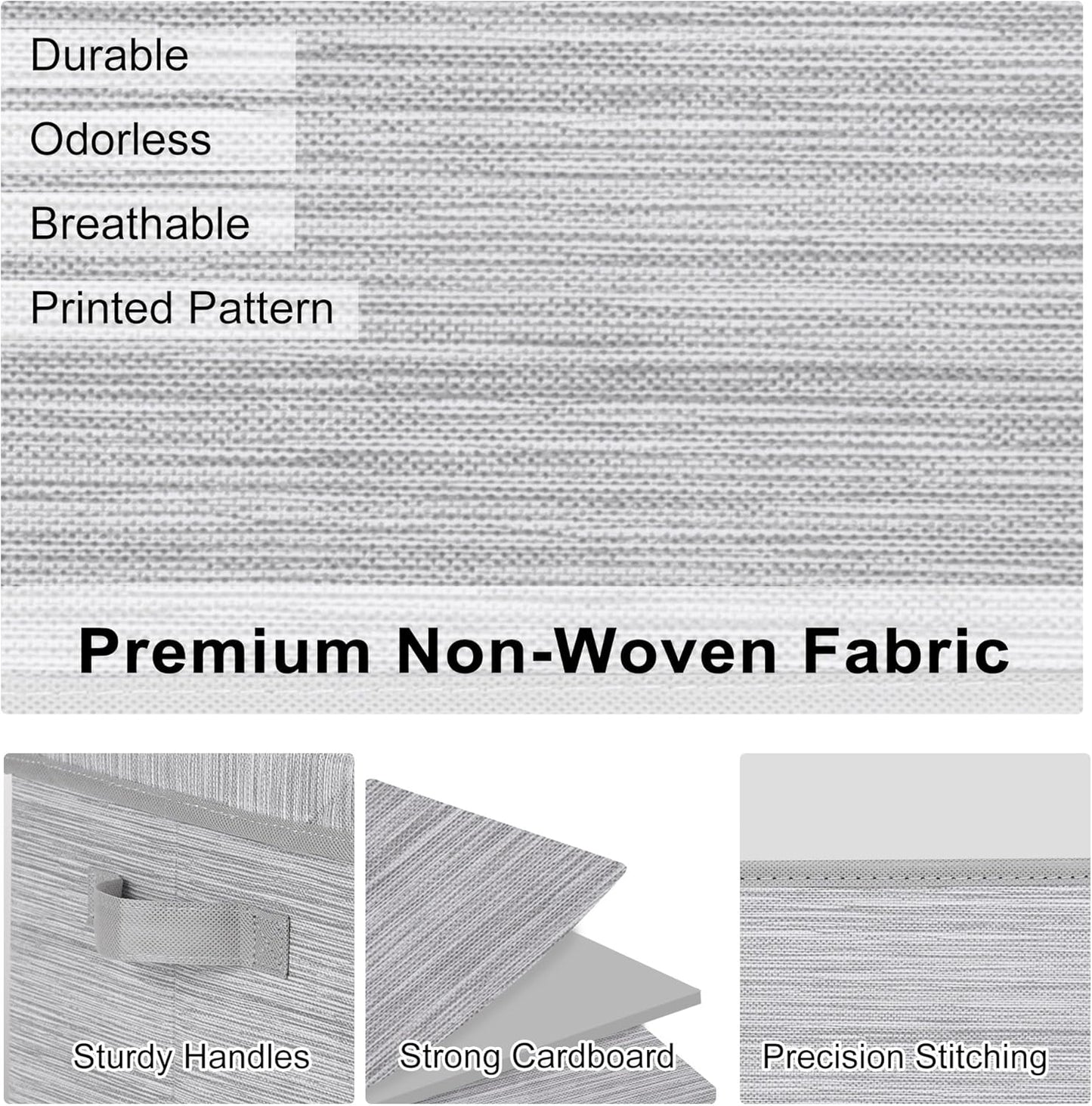 WUIKE 3 Pack Extra Large Closet Storage Bins with Lids, Gray Storage Boxes with Handles, Fabric Storage Baskets with Cover for Bedroom