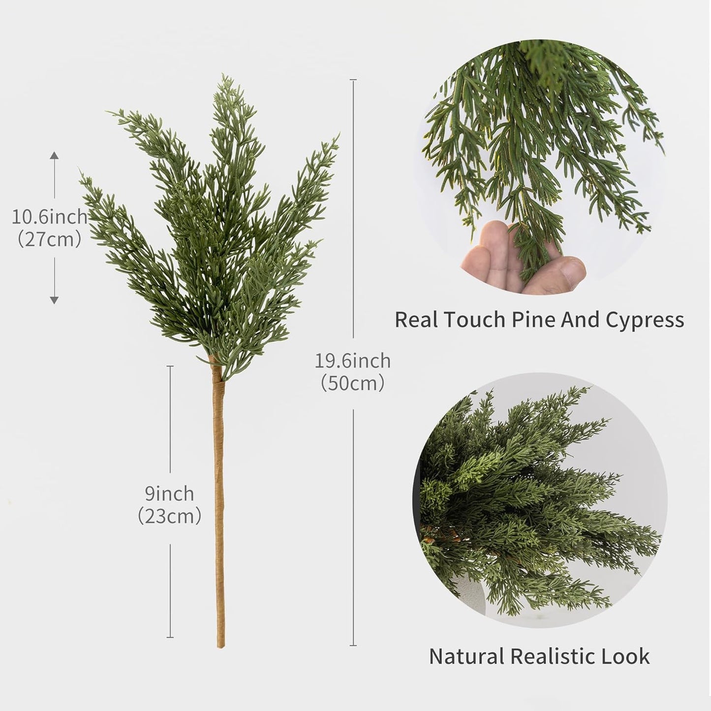 MISSPIN 12 Pcs 19.5 Inches Christmas Cedar Branches, Cedar Artificial Christmas Branches DIY Crafts Faux for Xmas Indoor Outdoor Home Decor