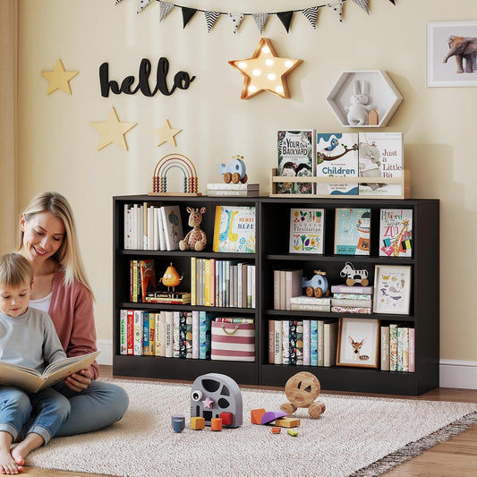 3-Tier Metal Open Shelf Bookcase, Bookcase with Adjustable Shelves, Floor Standing Book Shelf, Freestanding Display Storage Shelves, Curio Cabint Display Case for Small Places/Living Room/Corner