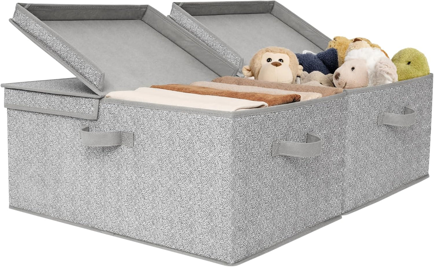 GRANNY SAYS Large Storage Bins with Lids, Decorative Storage Box for Shelves, Fabric Storage Bins Foldable, Storage Basket for Clothes, Keepsake Box, Jumbo, Gray, 2-Pack