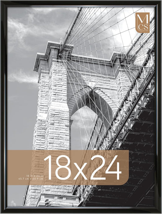 MCS Trendsetter 18x24 Poster Frame Black High-Gloss, Vertical & Horizontal Wall Hanging Large Picture Frame for Photos, Posters & Art Prints (1-Pack)