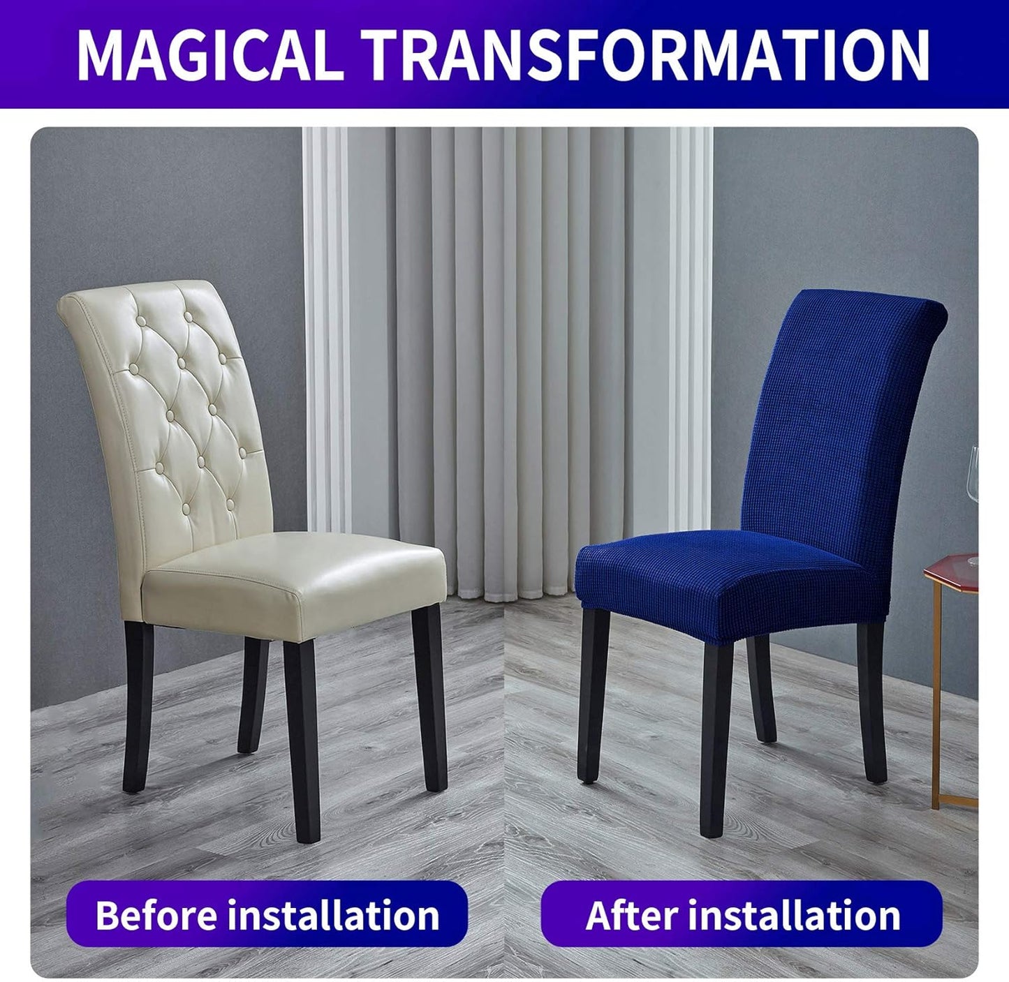 Howhic Stretch Chair Covers for Dining Room Set of 2, Removable Washable Dining Room Chair Covers, Dining Chair Slipcovers Seat Protector, Great for Home Decor and Banquet (Classic Blue, 2 Pack)