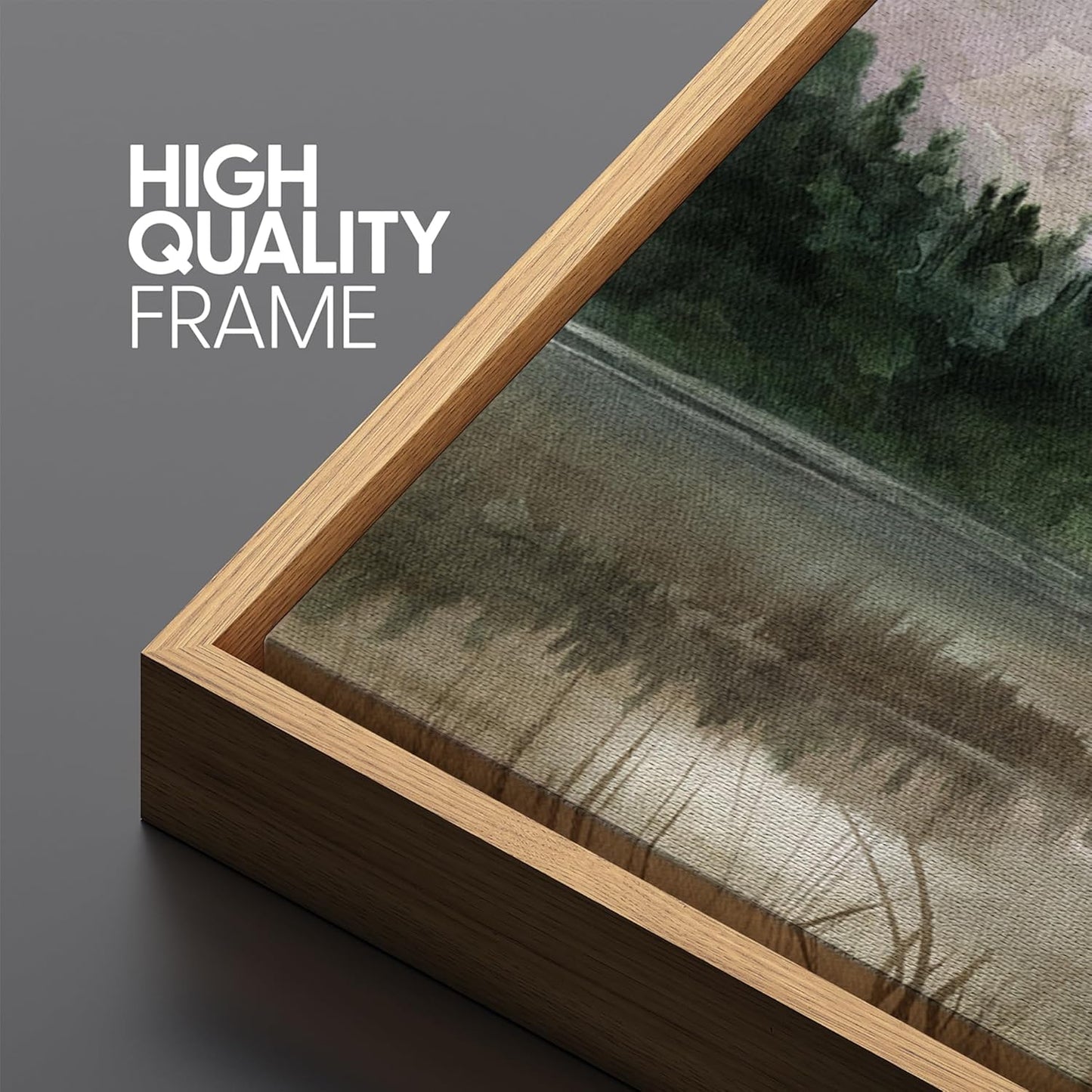 MUDECOR Extra Large Framed Canvas Print Wall Art Tranquil Lake Reflections Nature Landscape Illustrations Antique Retro Fine Art Illustrations Decorative Colorful for Bedroom - 60"x30"