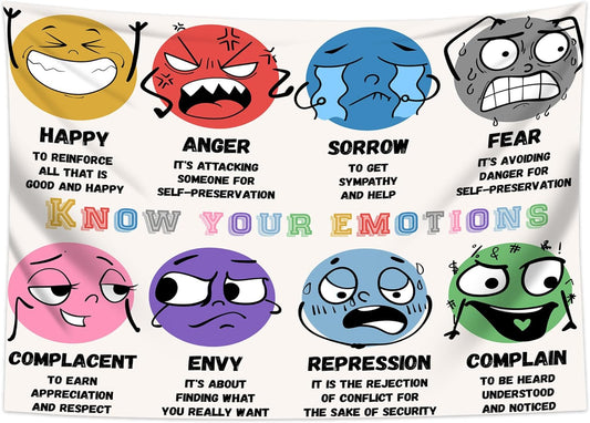 dueeia Mental Health Therapy Tapestry Wall Hanging Counseling Office Classroom Inspirational Motivational Tapestries for School Bedroom Living Room Wall Decor (90.6"x70.9")