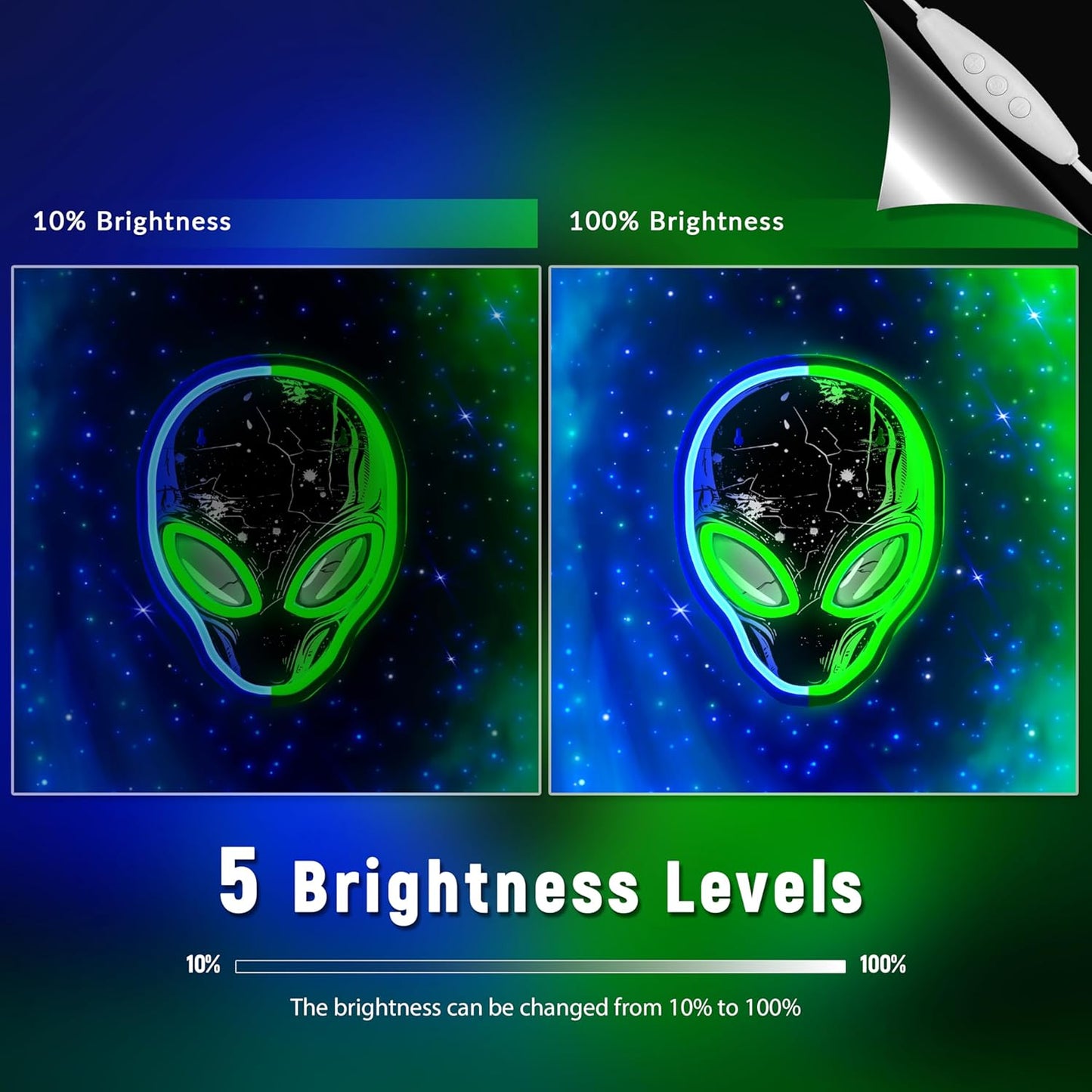 zidoni Alien Neon Sign,Dimmable Alien LED Neon Signs for Wall Decor Bedroom Game Room Man Cave Party Decor, LED Light Sign Gifts for Teen Boy Room