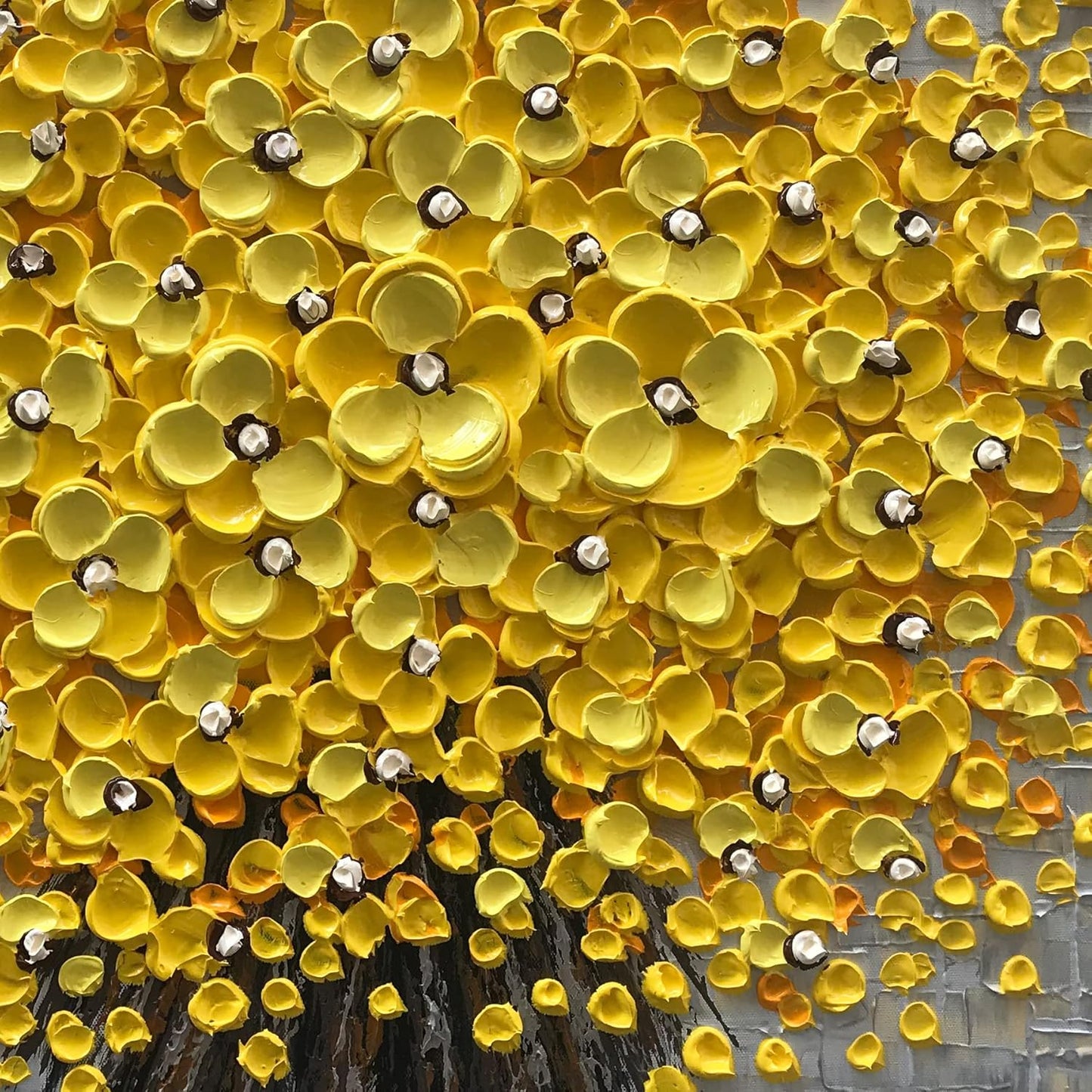 Epicler 24x24 Inch Hand-Painted 3D Yellow Flower Art Oil Painting, Modern Flower Canvas Wall Painting, Contemporary Abstract Canvas Oil Painting Home Wall Decoration