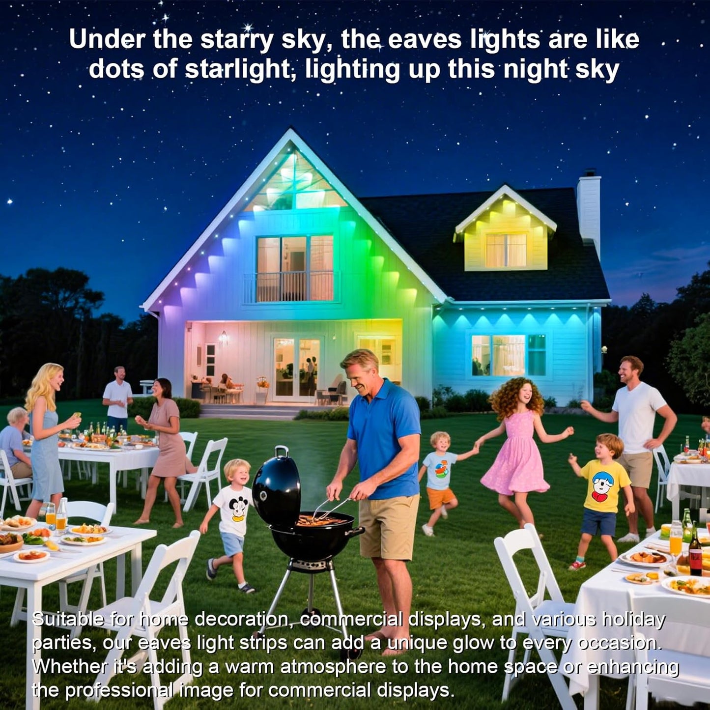 Permanent Outdoor Lights,200FT RGB Eave Light,IP67 Waterproof Lighting for House,Smart LED with App/Remote Control for Outdoor Decor,Garden Decor,Party,Holiday