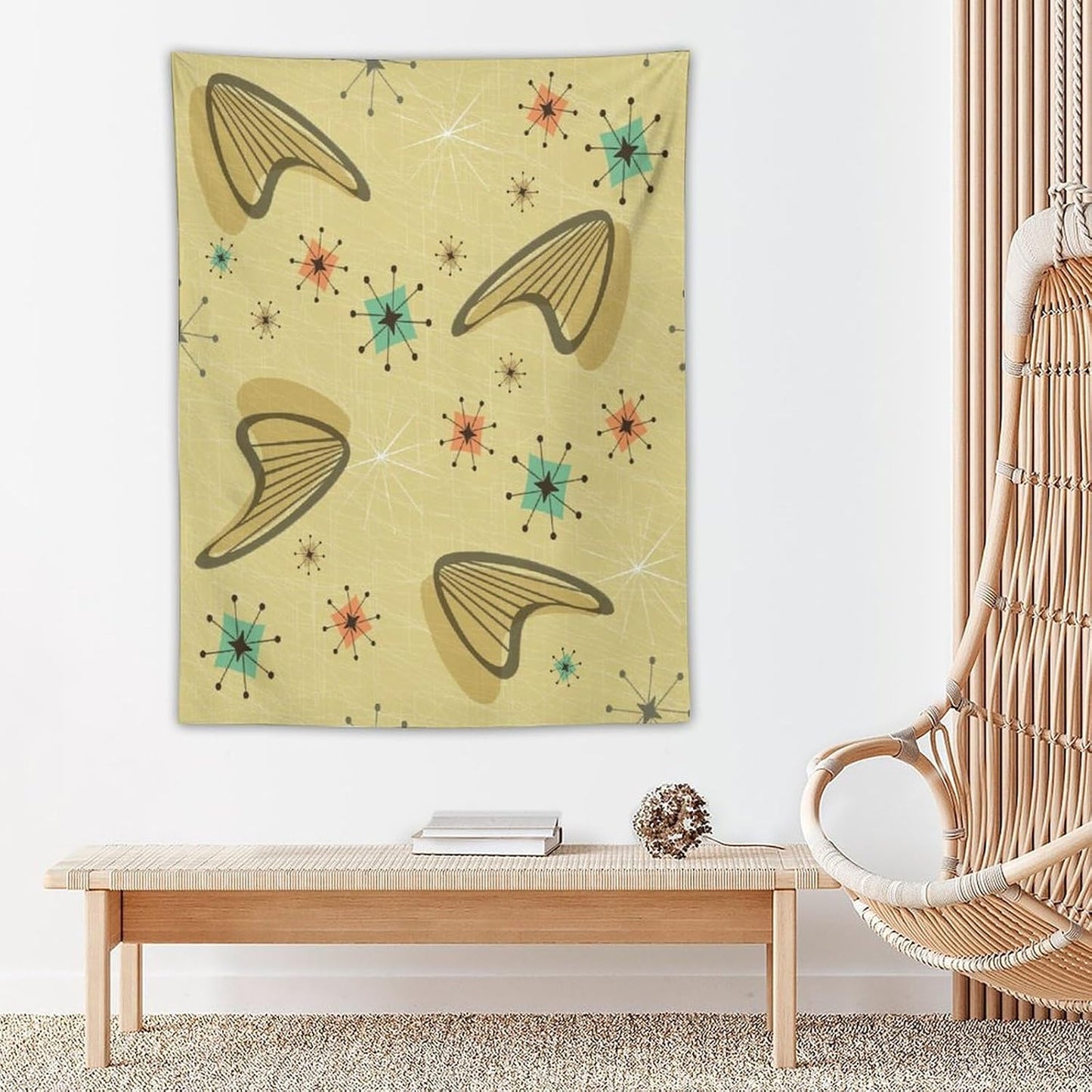 ICMOLYYENLO Boho Medieval Cat Tapestry, Abstract Atomic Starburst Geometric Aesthetic Art Wall Hanging For Bedroom Living Room Dormitory 60x60 Inches