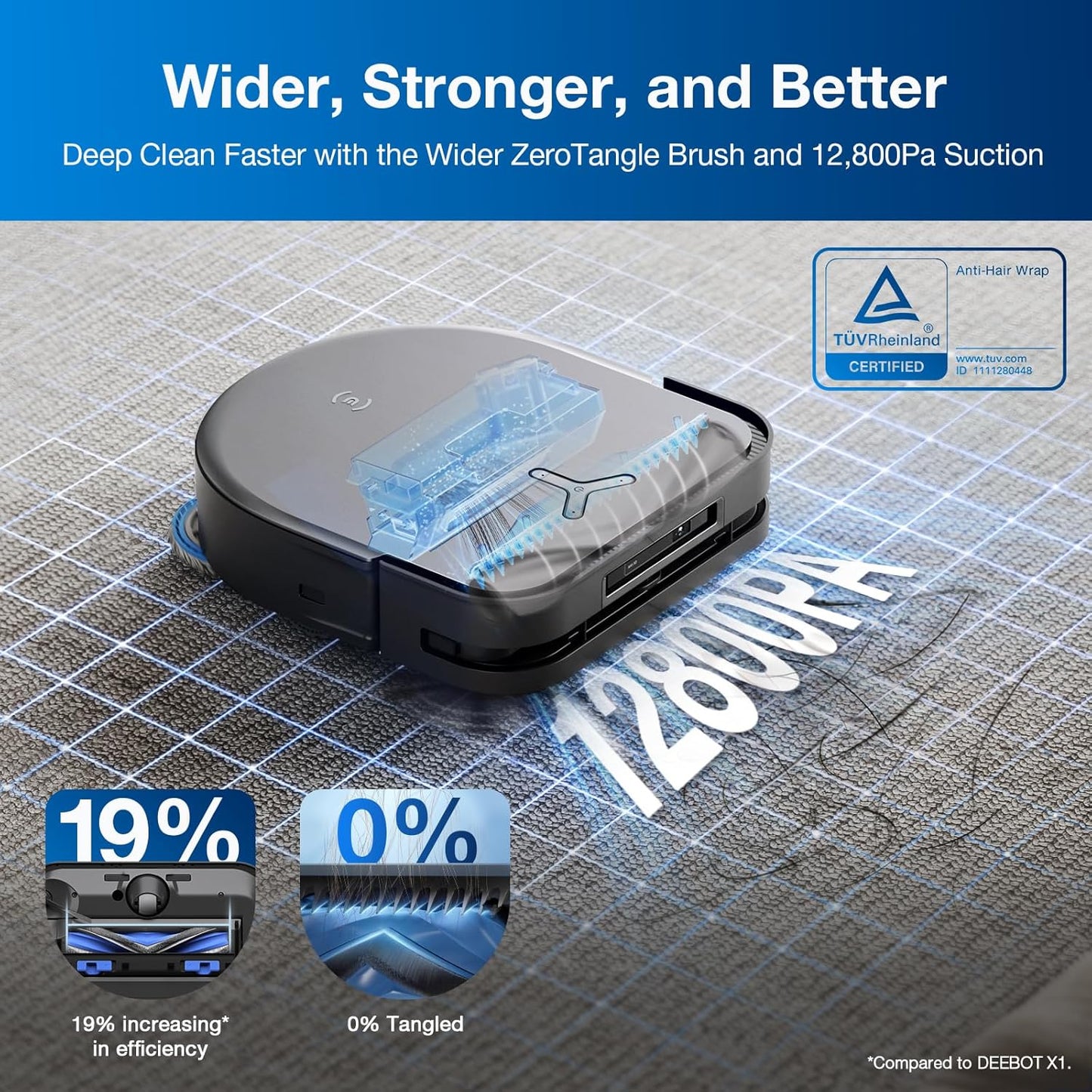 ECOVACS Robot Vacuum Cleaner DEEBOT X5 PRO Omni with All-in-one Station, 12.800Pa, ZeroTangle, TruEdge Adaptive Edge Mopping, 150℉ Hot Water Mop Washing, AINA 2.0 Intelligent Navigation