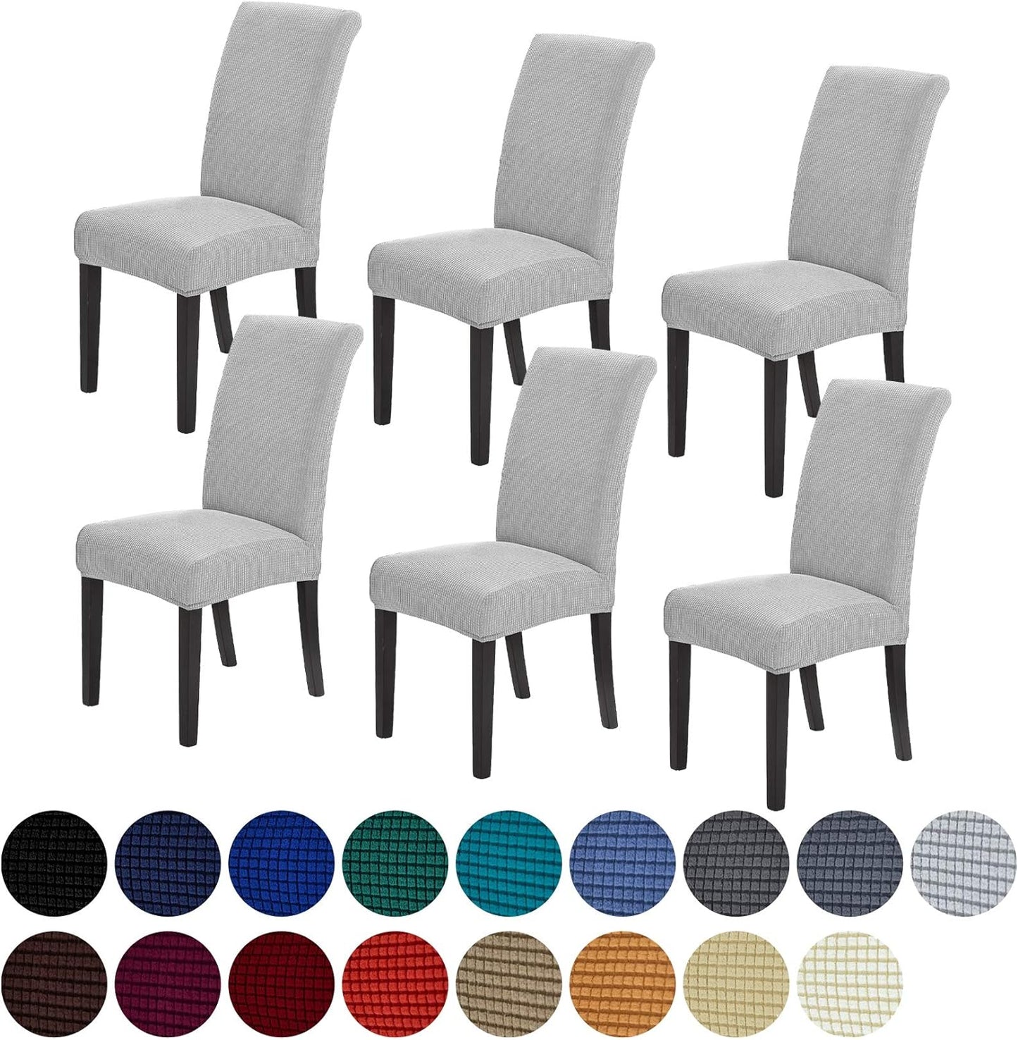 Howhic Stretch Chair Covers for Dining Room Set of 6, Removable Washable Dining Room Chair Covers, Dining Chair Slipcovers Seat Protector, Great Decor for Home and Banquet (Sliver, 6 Pack)