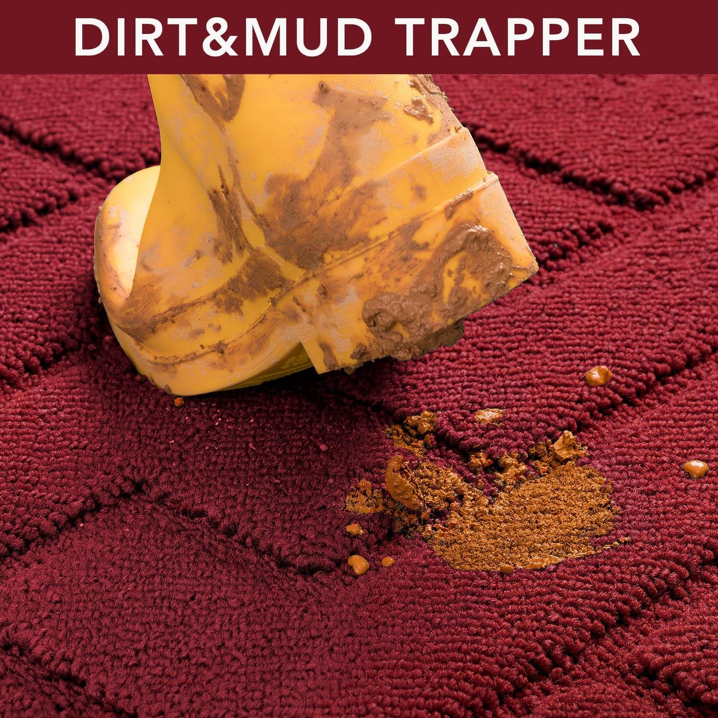 hicorfe Front Door Mat Outside Entrance,24"x35" Absorbent Muddy Dirt Resist Welcome Door Mats Outdoor Indoor,Stain and Fade Resistant,Non Slip Backing Entry Mat Doormat for Entryway (Red)