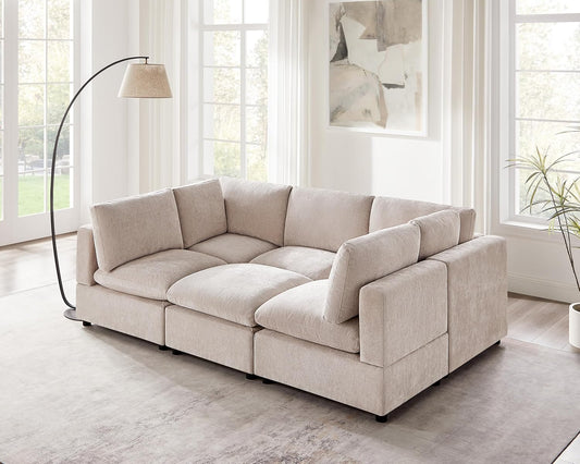 Modular Sectional Sofa, Convertible Sofa Couch Modular Sofa with Ottoman, Sectional Sofas for Living Room Small Apartments