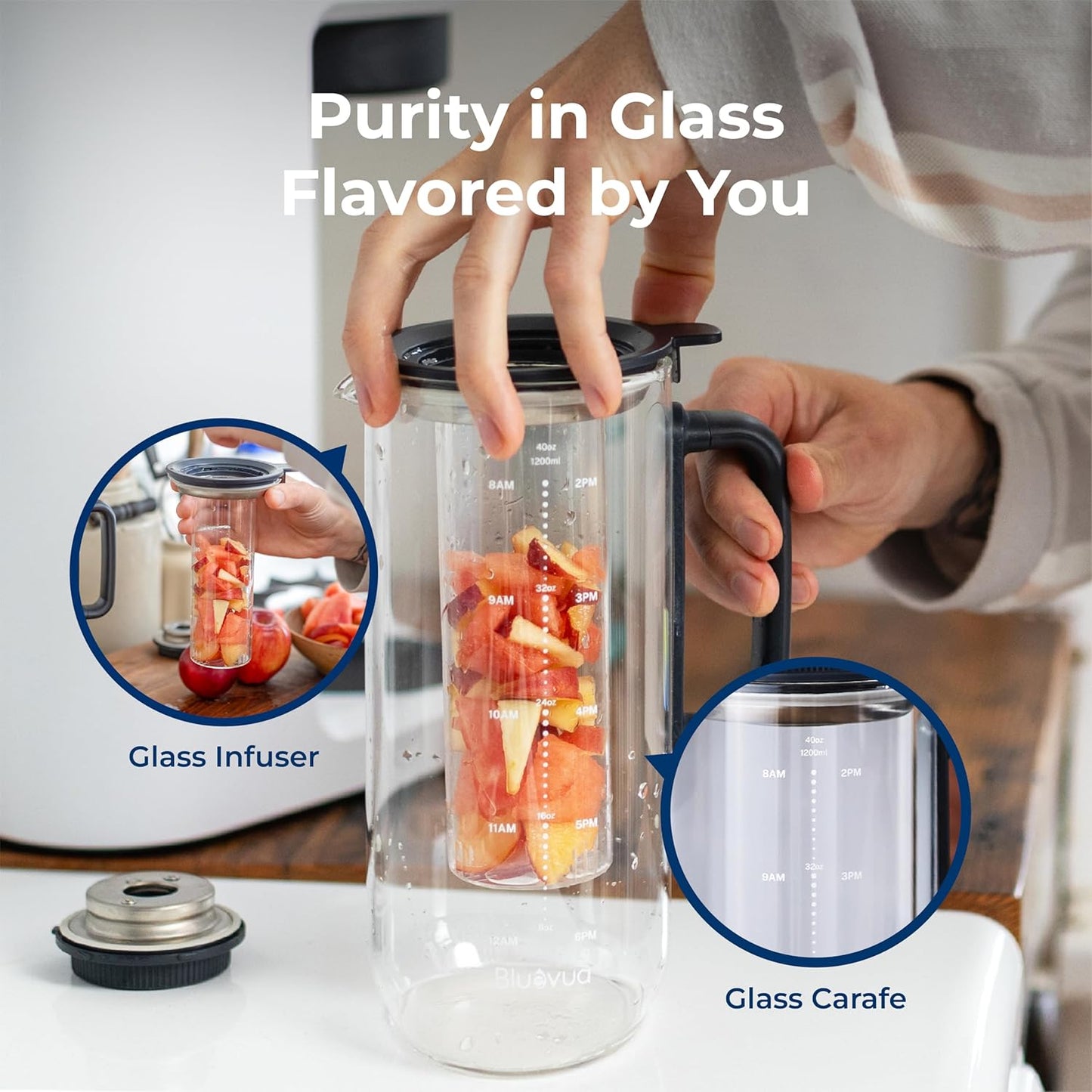 Bluevua RO100ROPOT-LITE Countertop Reverse Osmosis Water Filter System, 5 Stage Purification, 3:1 Pure to Drain, Portable Water Purifier (No Installation Required) (White)