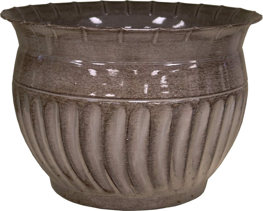 Headwind 8" Sutton - Rosewood Brown, Ironstone Metal Planter Pot. Indoor Outdoor Use,